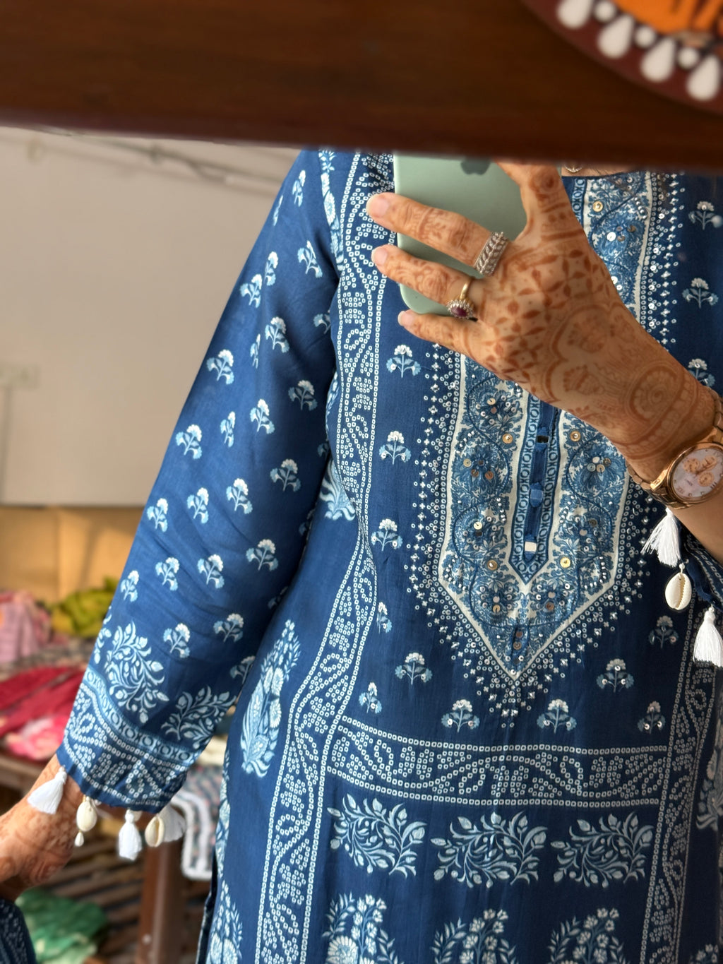Designer Indigo Suit Set with Hand Embroidery | Cotton Lining| Duppata | Muslin