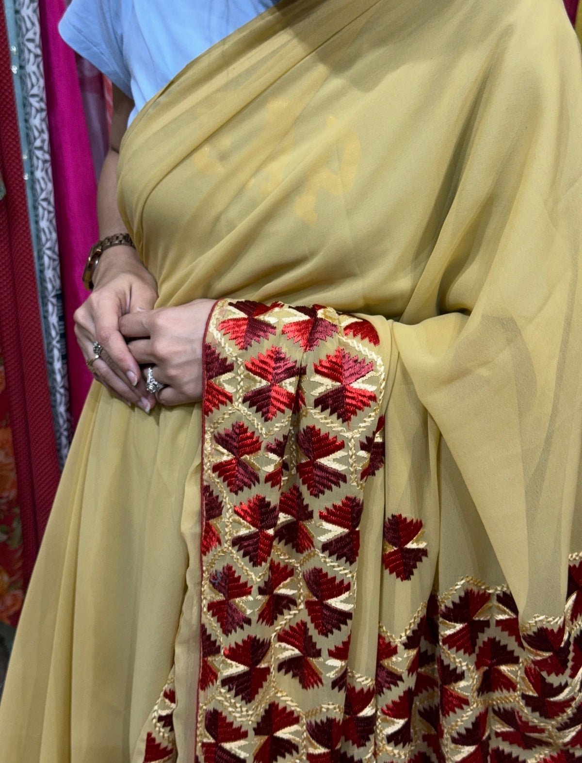 Sale Saree | with blouse | Phulkari Embroidery| Georgette