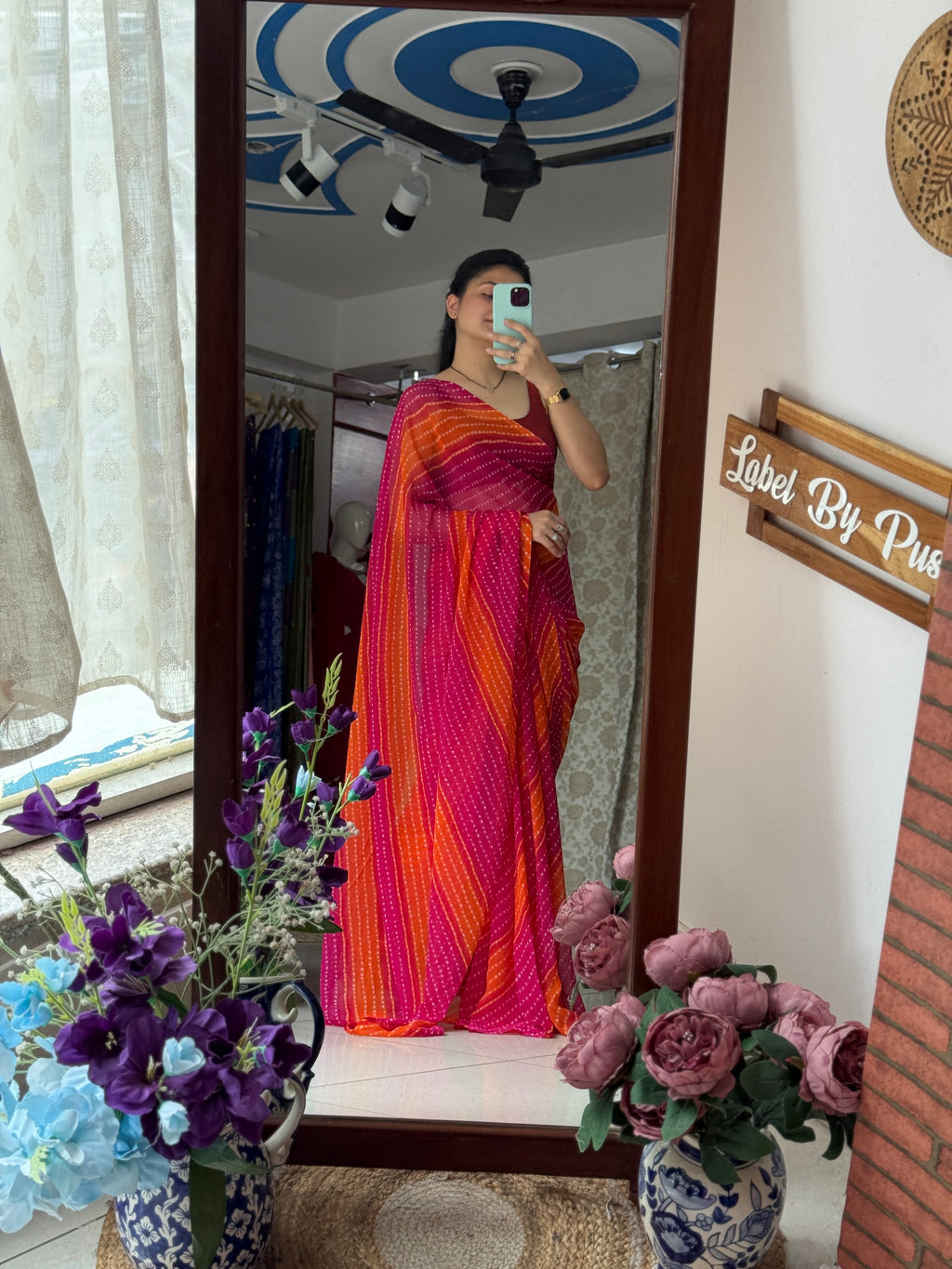 Georgette Leheriya Saree|with running blouse| Budget Friendly