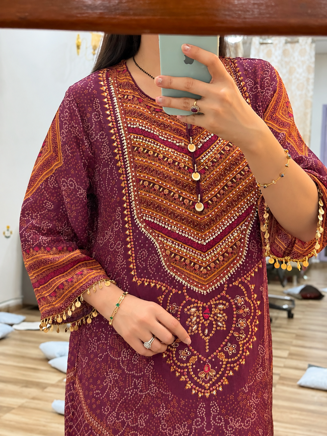 Kareena Inspired Partywear Phiran Set| Cotton Lining| Muslin|Printed Back | Hand Embroidered