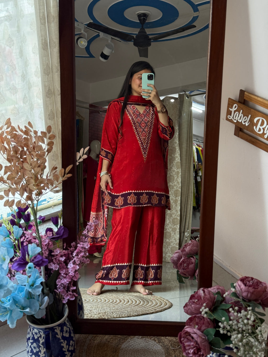 Burnt Orange Suit | Hand embroidered | Cotton lining| With Duppata|Classy & Elegant Suit Set