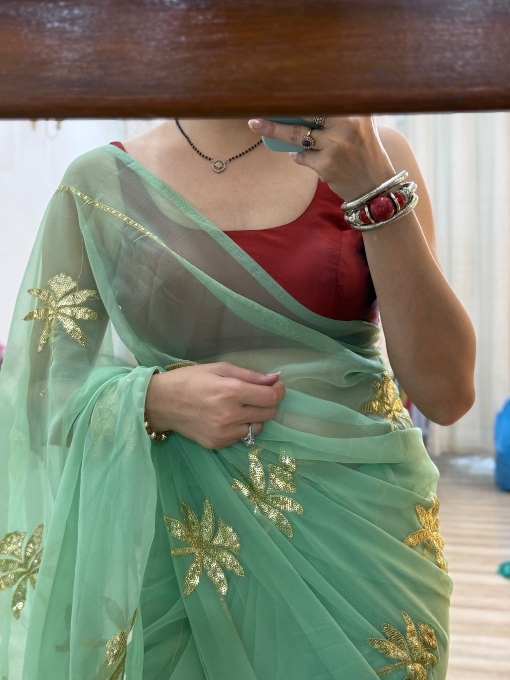 Pista Zari Embroidered| Georgette Sarees| Without Blouse