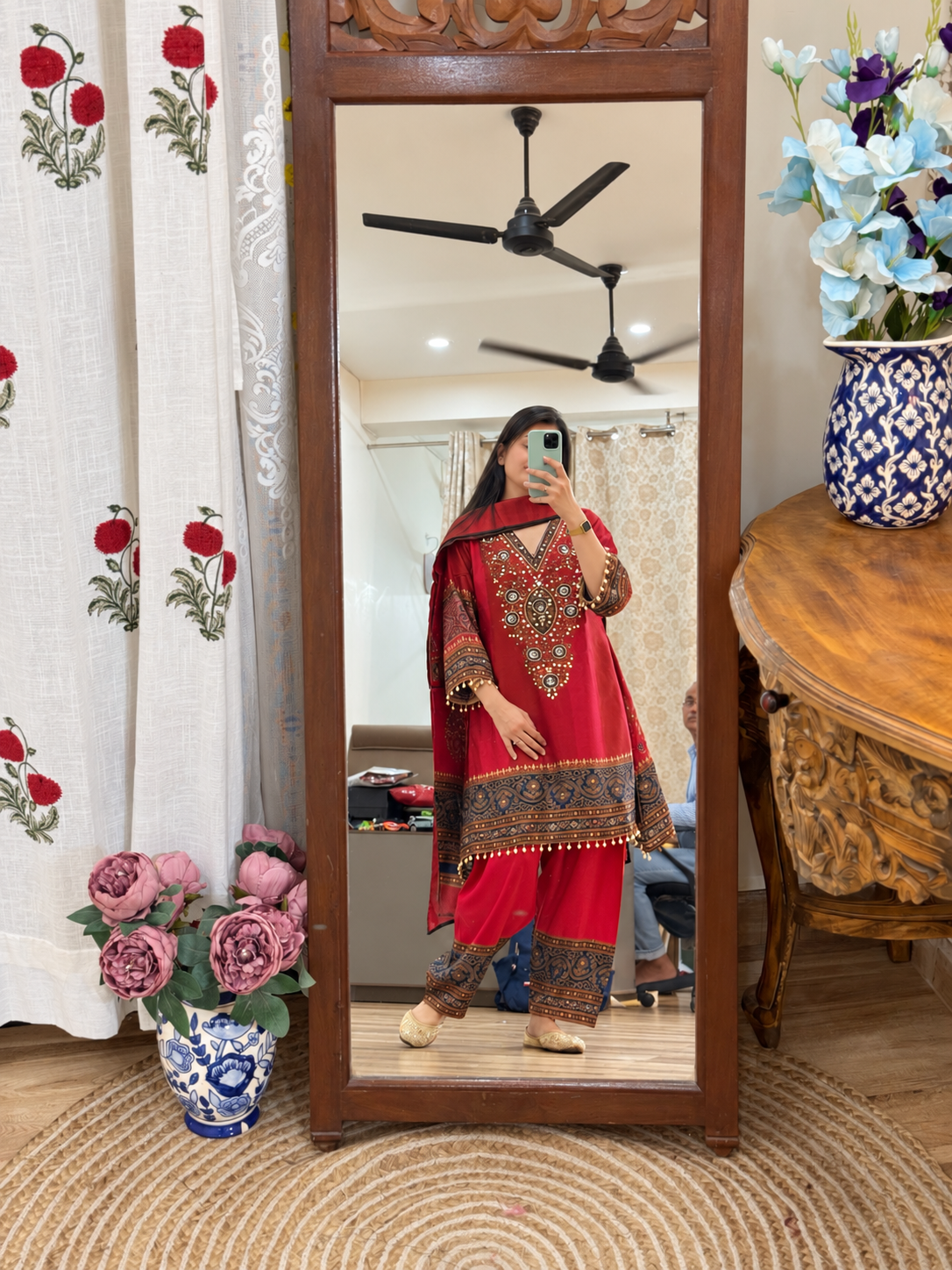 Muslin Partywear Suit |Hand Embroidered | Cotton lining| With beautiful Duppata | Designer back print |Farshi Salwar