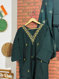 Green Suit Set| Hand embroidered| With lining| Duppata