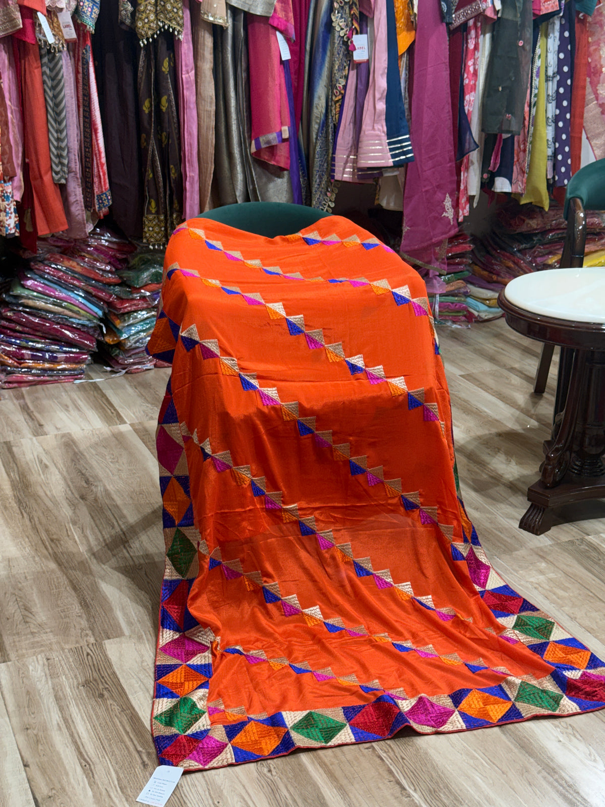 Orange Phulkari Duppata