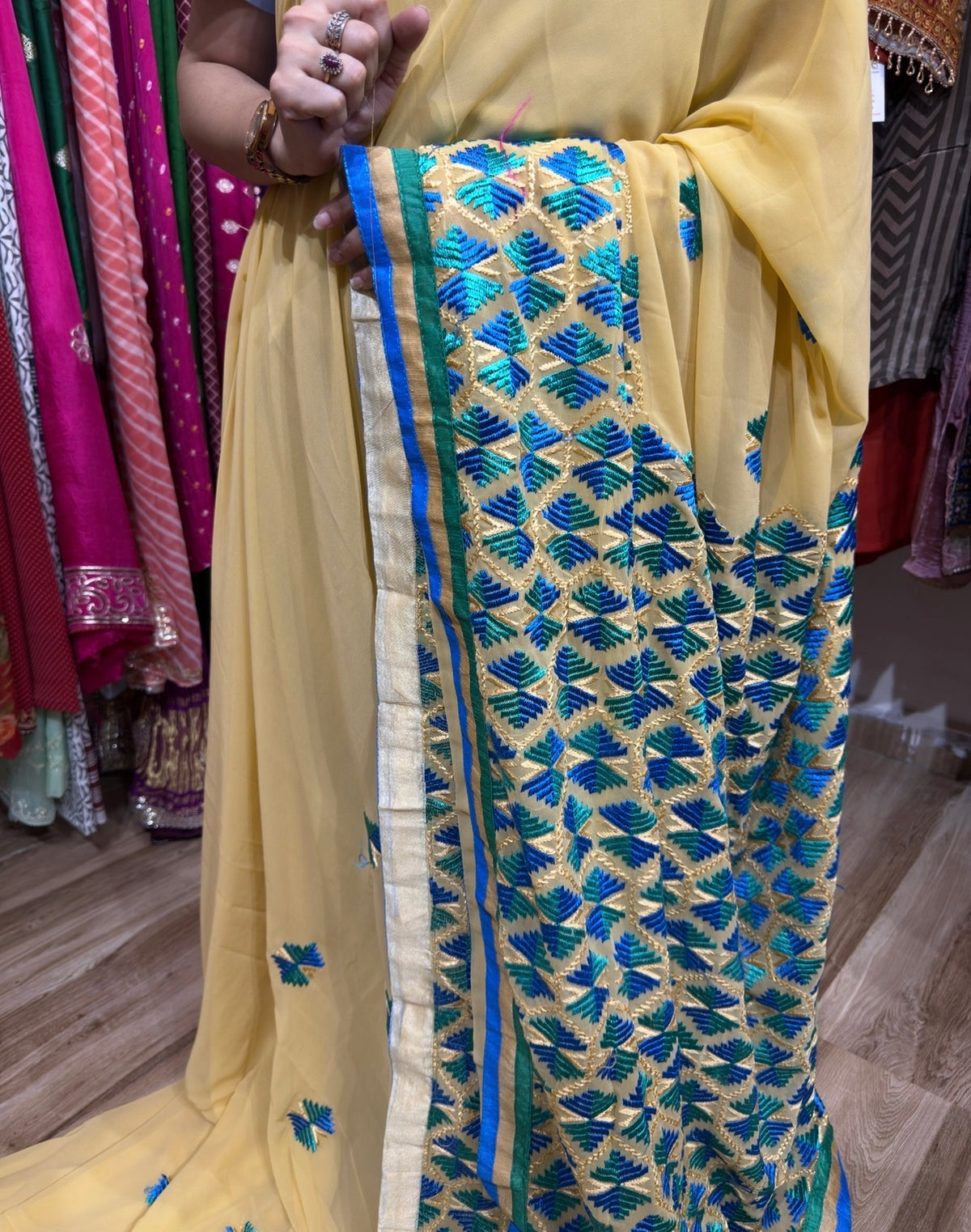 Sale Saree | with blouse| Phulkari | Georgette
