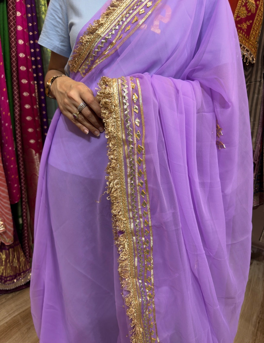 Sale Saree | with blouse| Gotapatti | Georgette