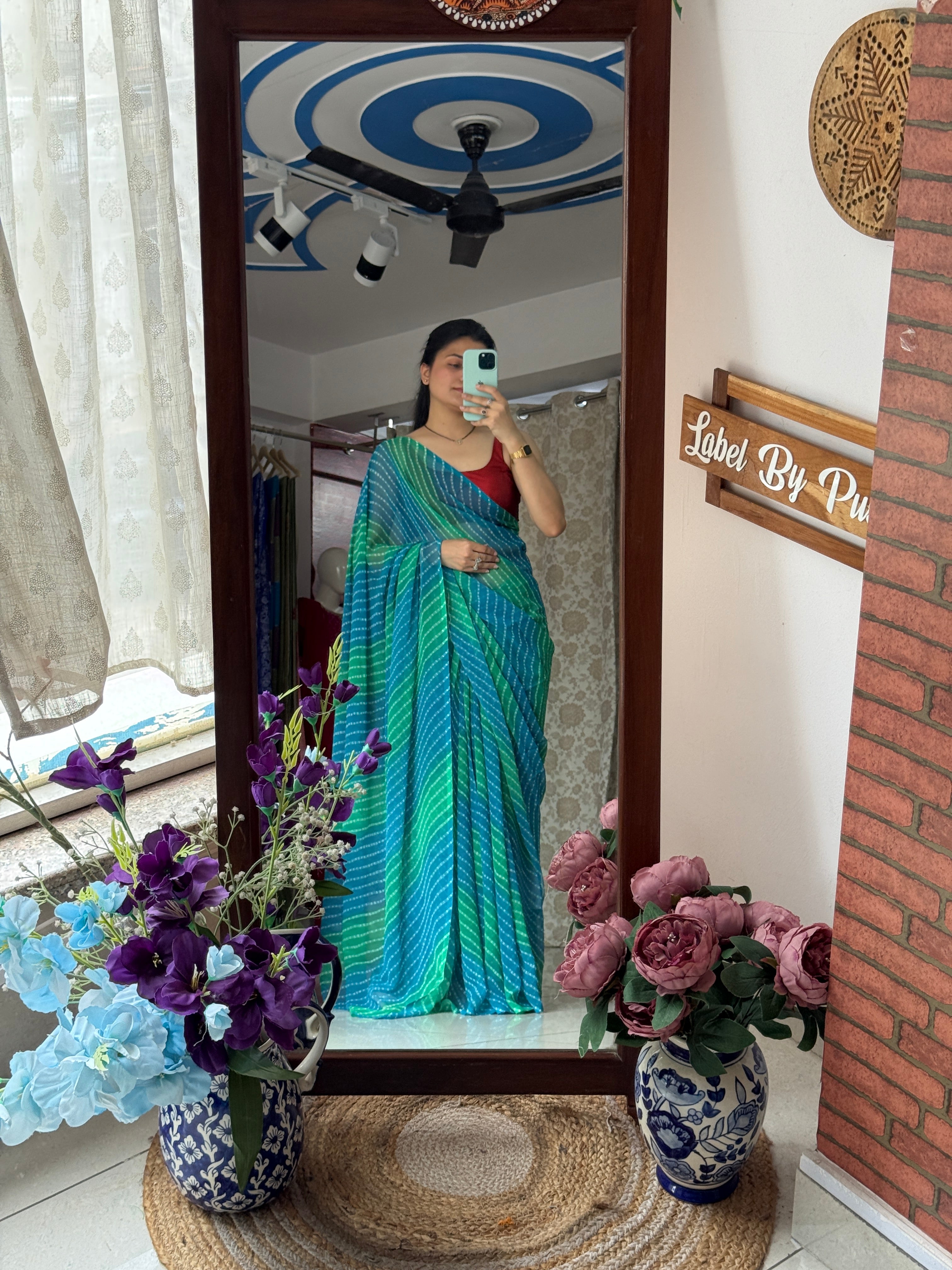 Georgette Leheriya Saree|with running blouse| Budget Friendly