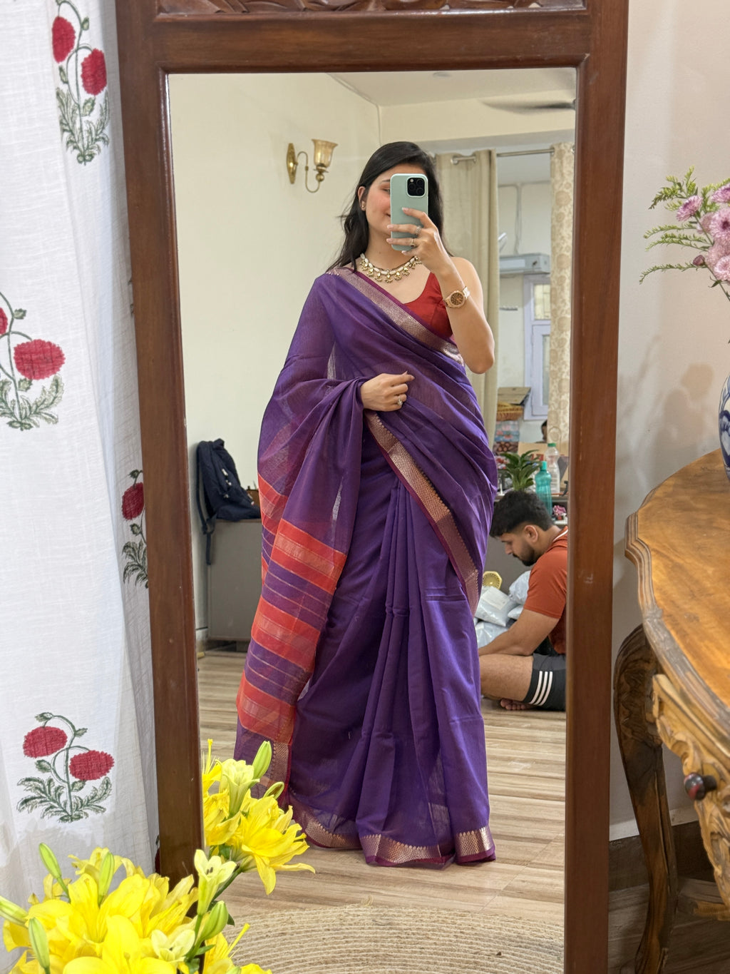 Maheshwari Silk Cotton Saree | With blouse