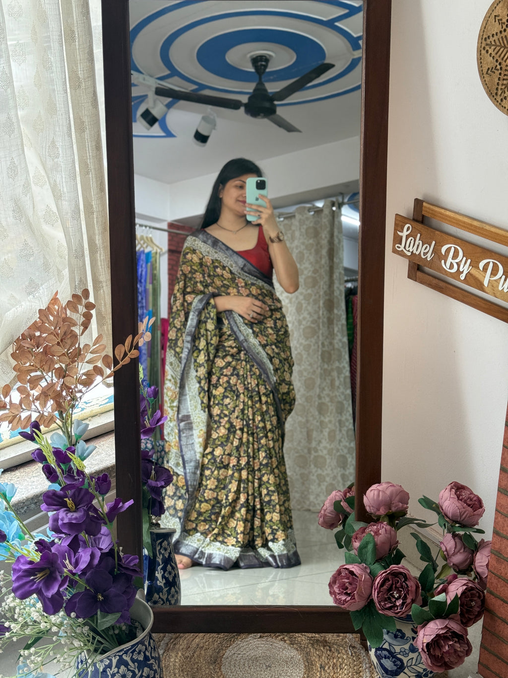 Block printed linen Saree|with blouse|Bestseller