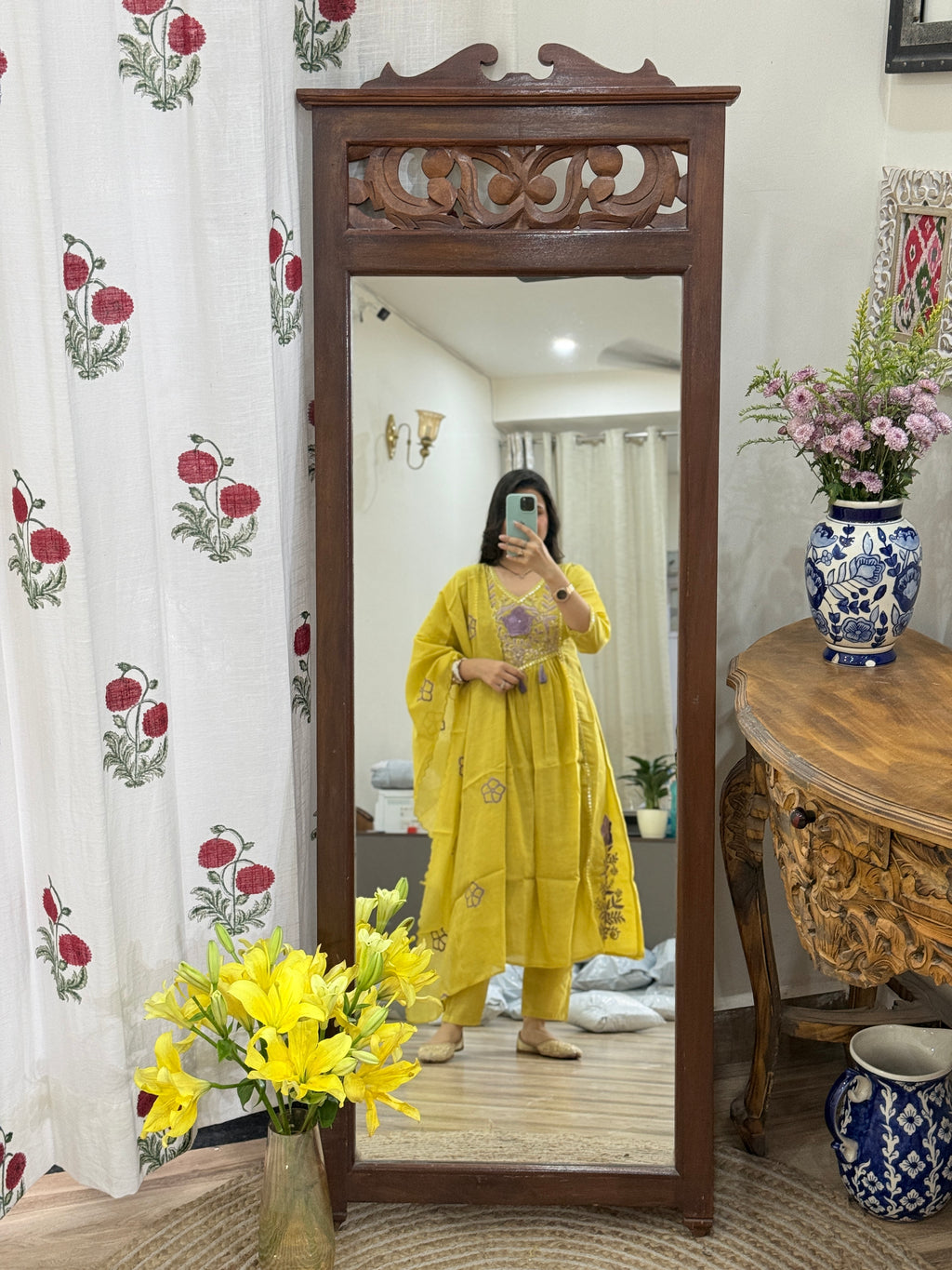 Festive Special Yellow | Embroidered| with lining| Embroidered Duppata| Mul Chanderi
