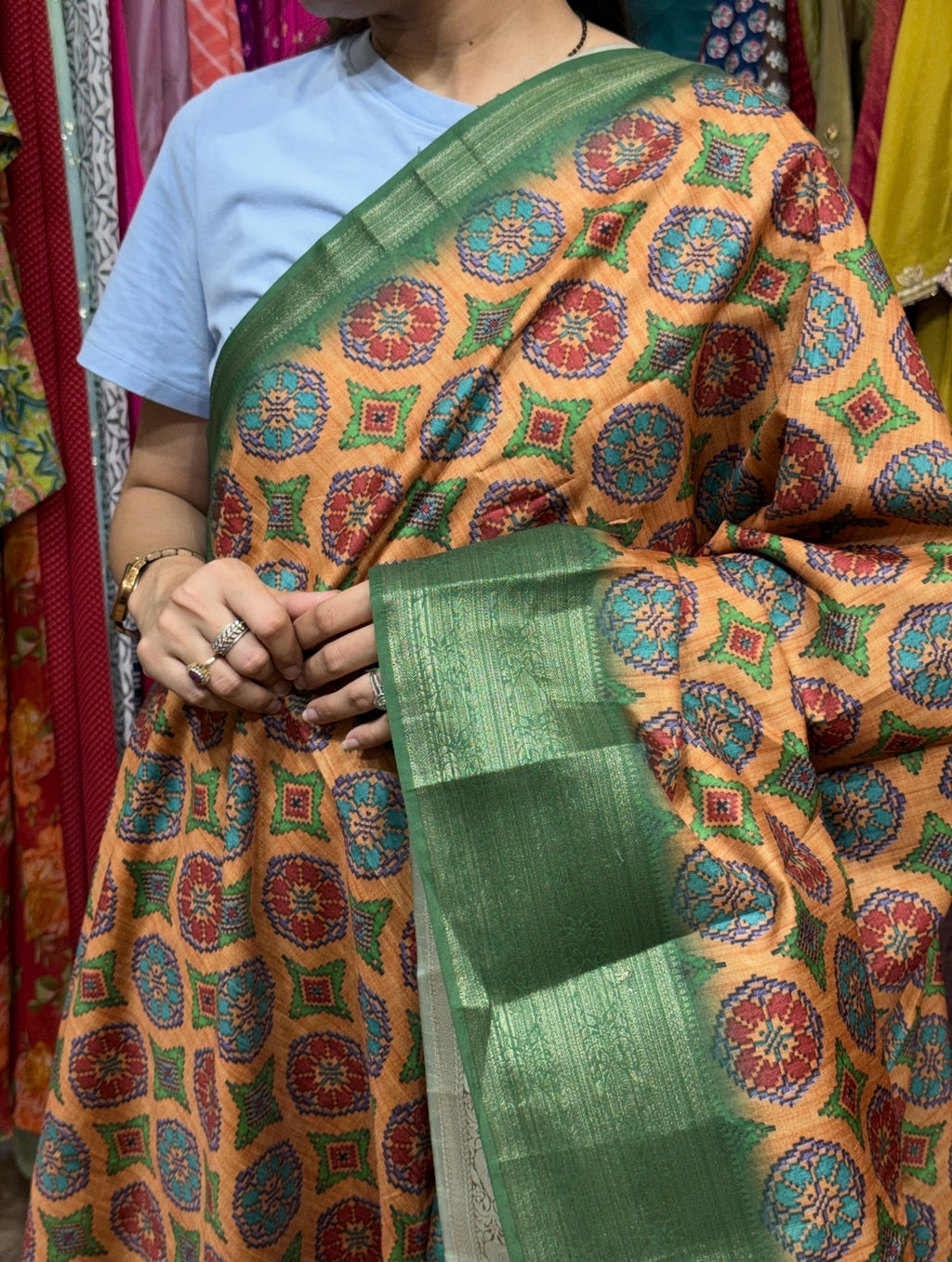 Sale Saree | with blouse| Silk Cotton| woven border