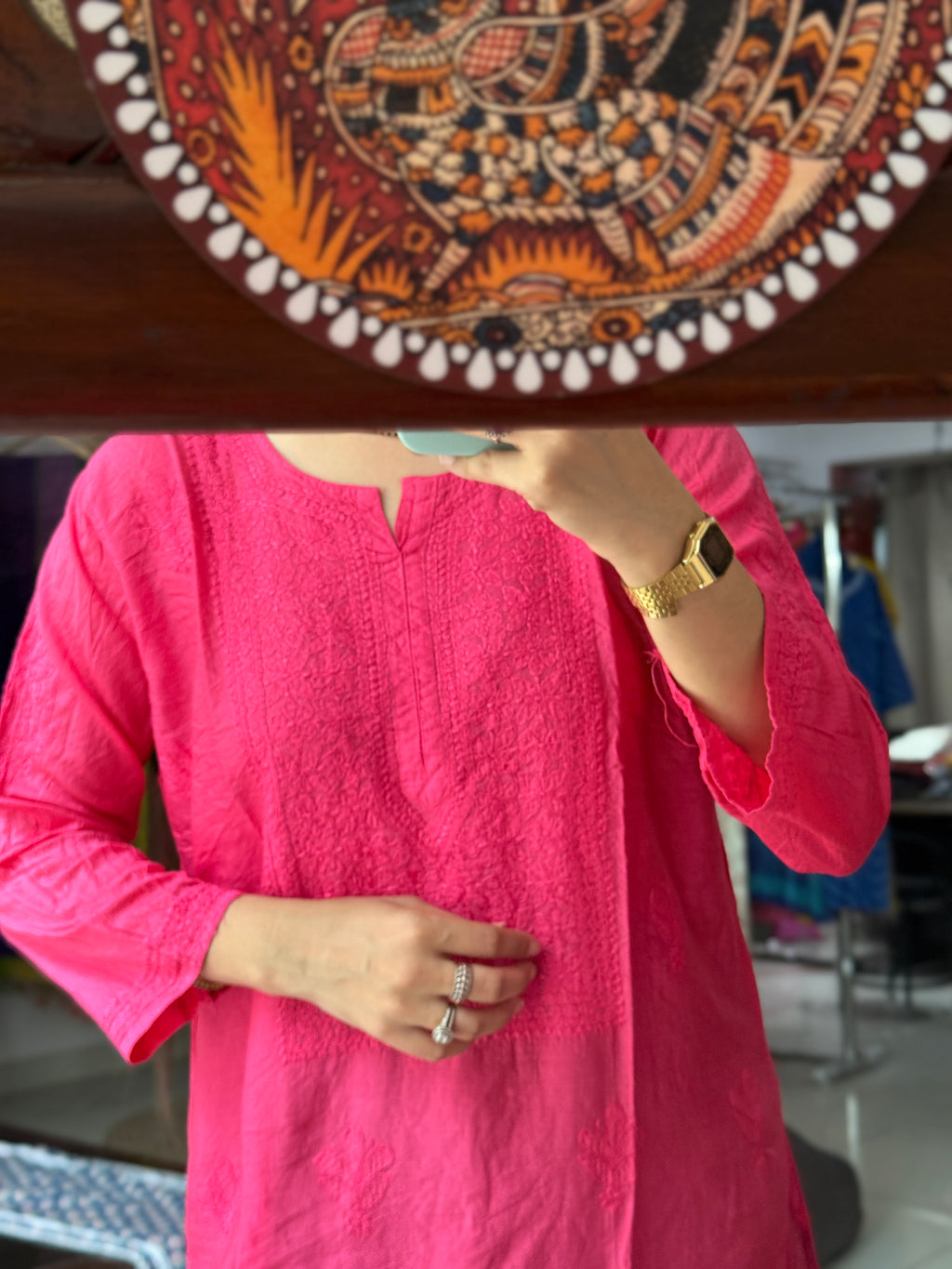 Pink Mul Chanderi Kurta| Chikankari Work|Hand Embroidery| Partywear Kurta
