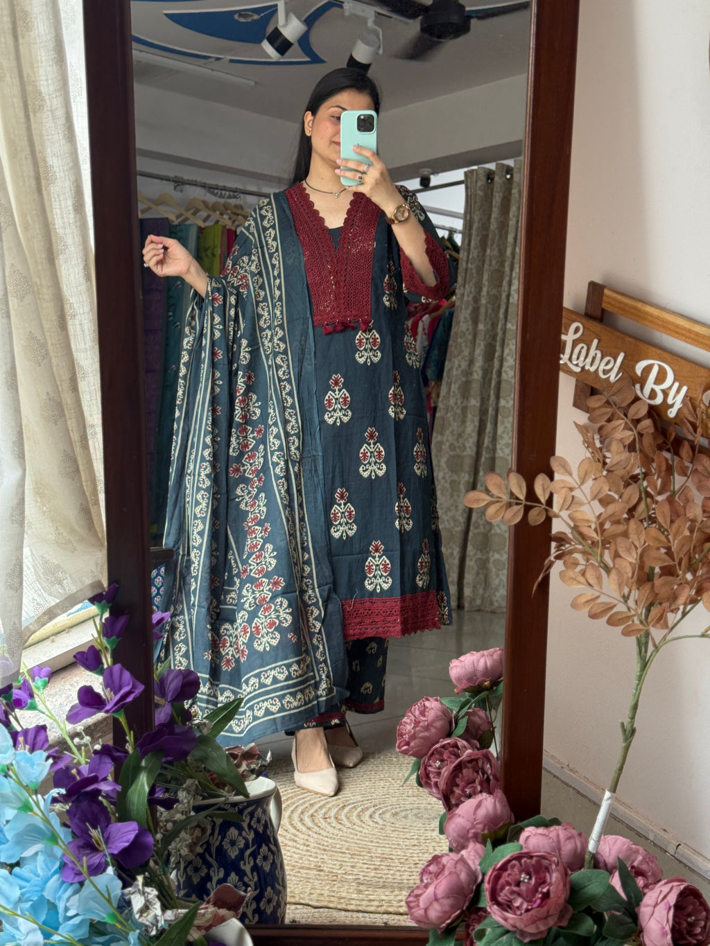 Blue lacework Suit |Cotton| Lacework pants | Cotton Duppata