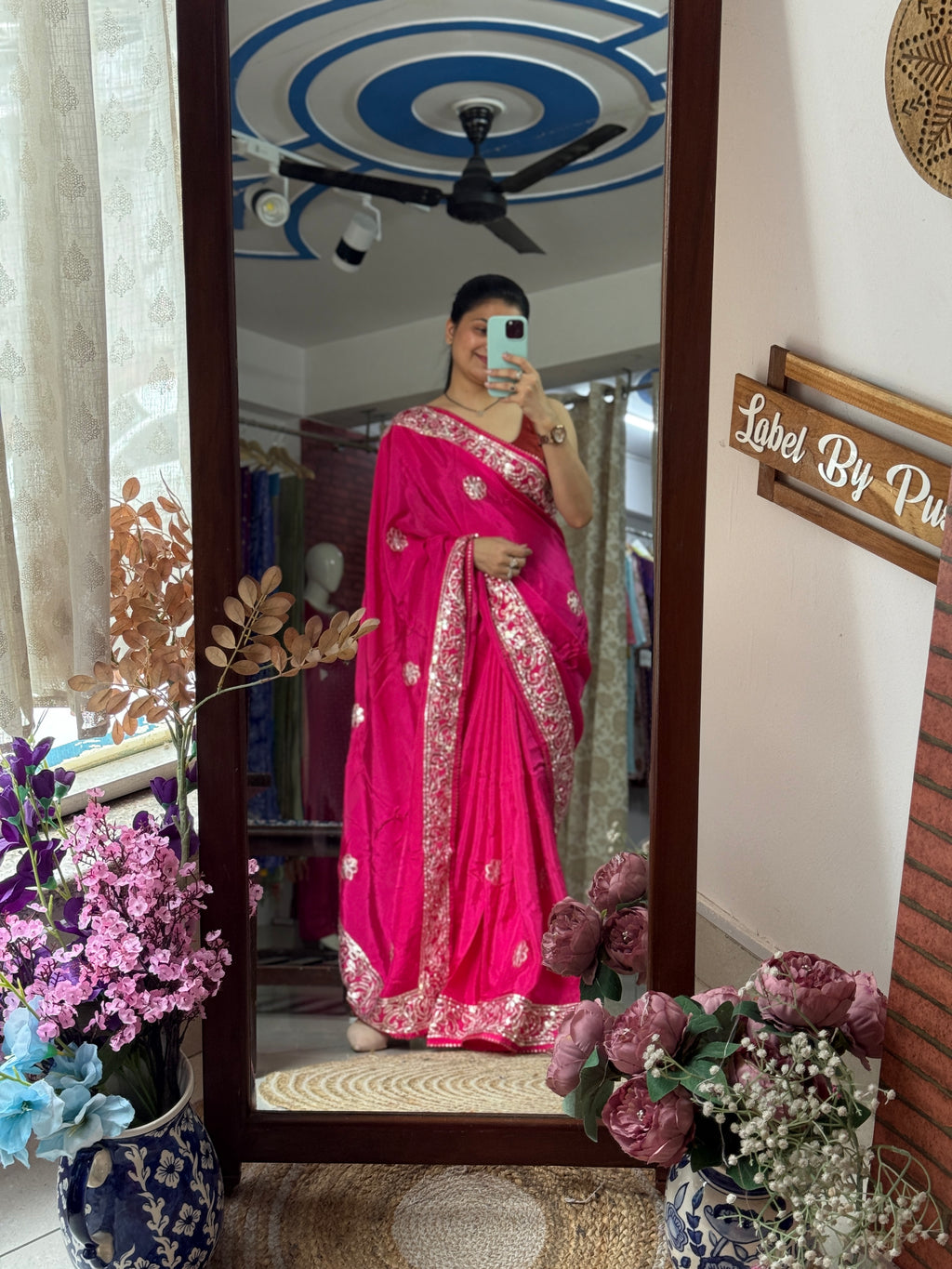 Pink Dola Silk Saree|Gota patti with sequin work| With embroidered blouse | Partywear