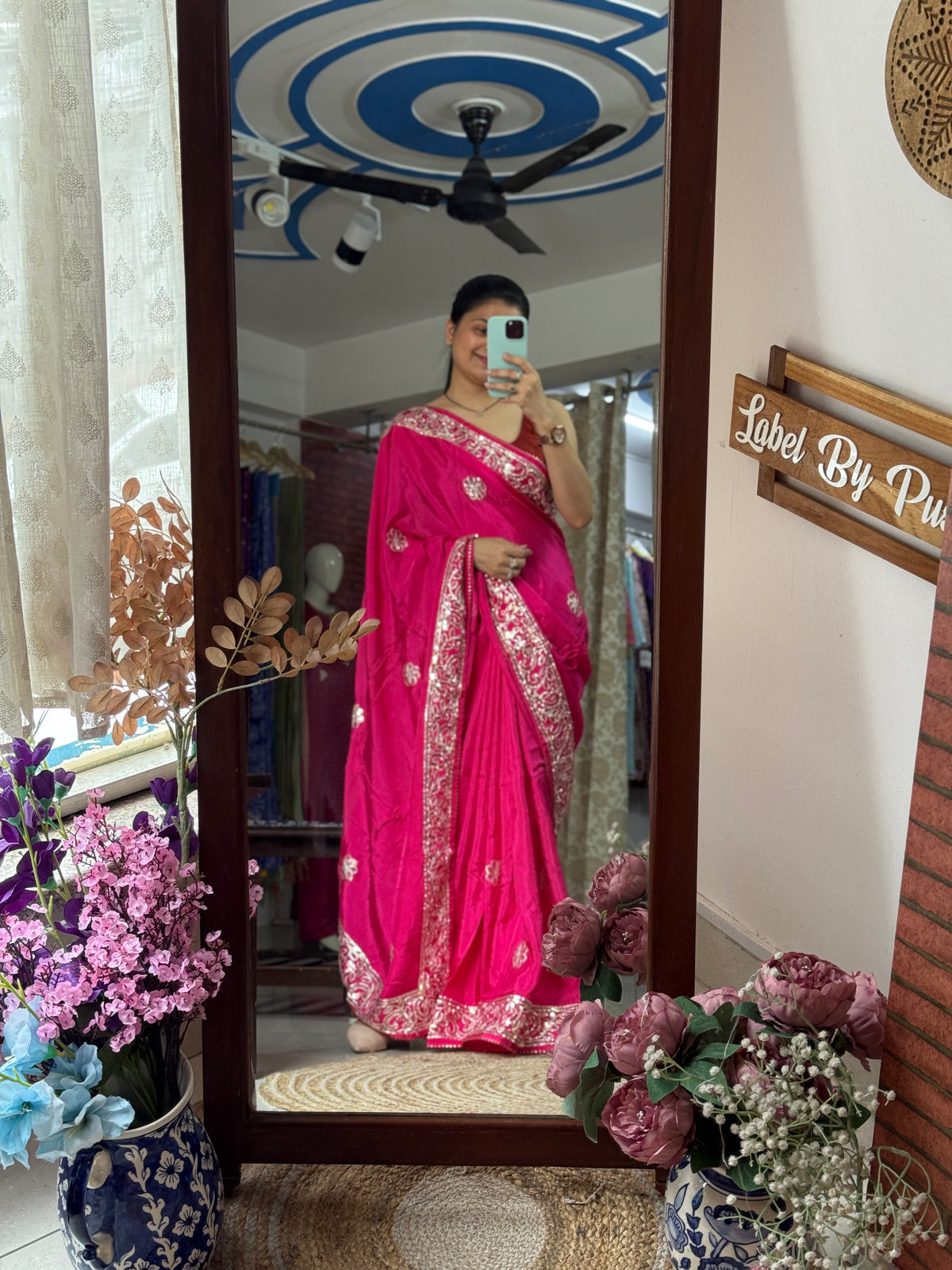 Pink Dola Silk Saree|Gota patti with sequin work| With embroidered blouse | Partywear
