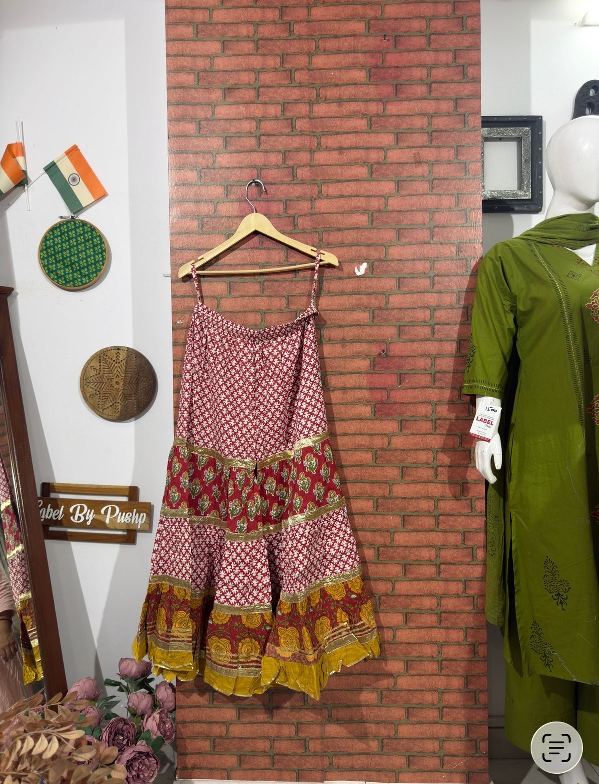 Red Yellow Sharara Set| Gots Patti work | Organza Duppata
