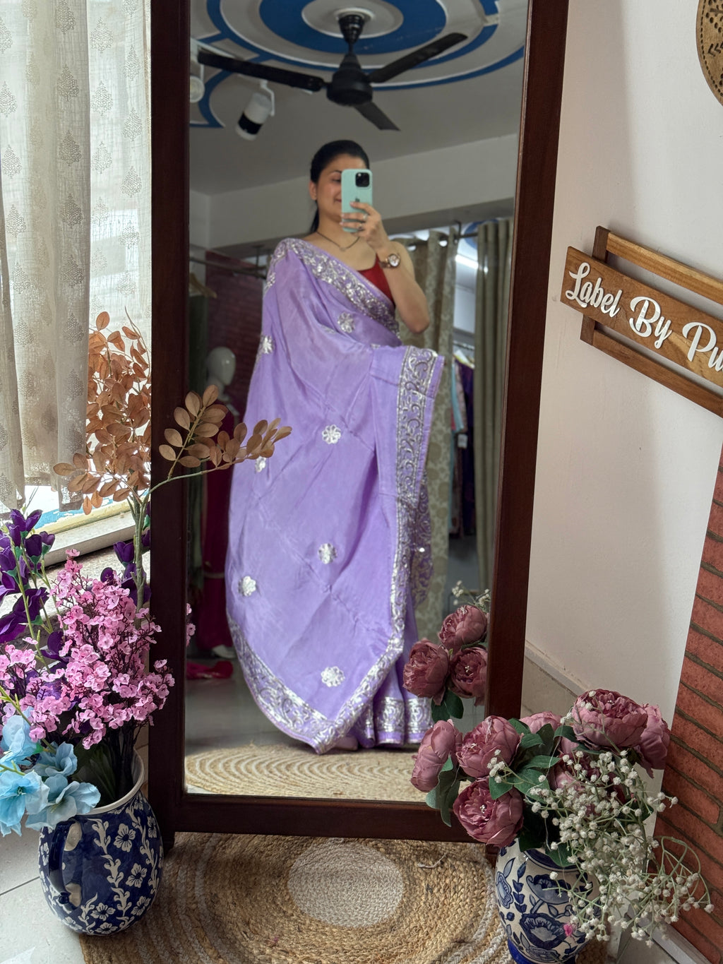 Lilac Dola Silk Saree|Gota patti with sequin work| With embroidered blouse | Partywear