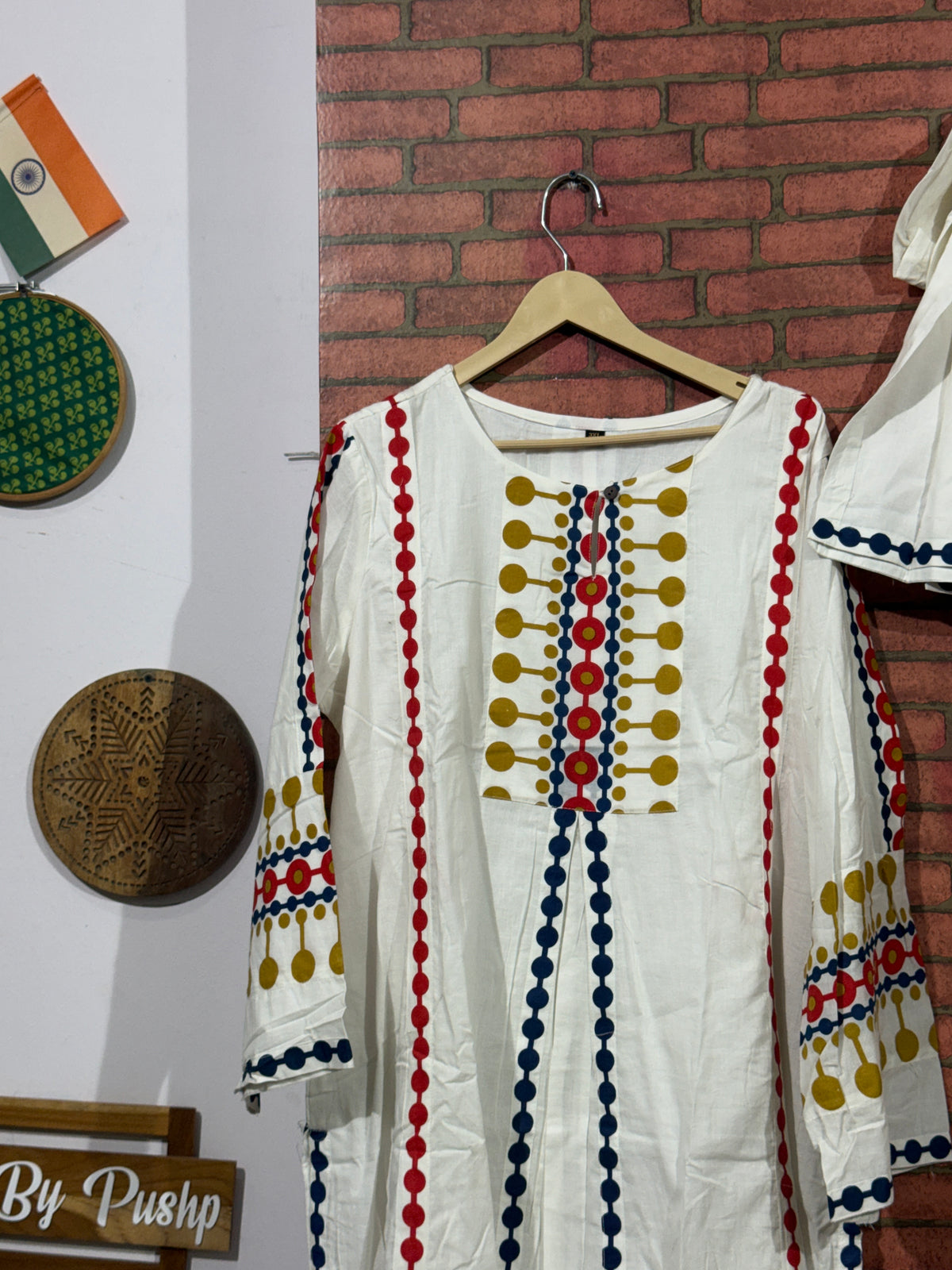 White Co ord Set | Block Printed | Cotton | With lining