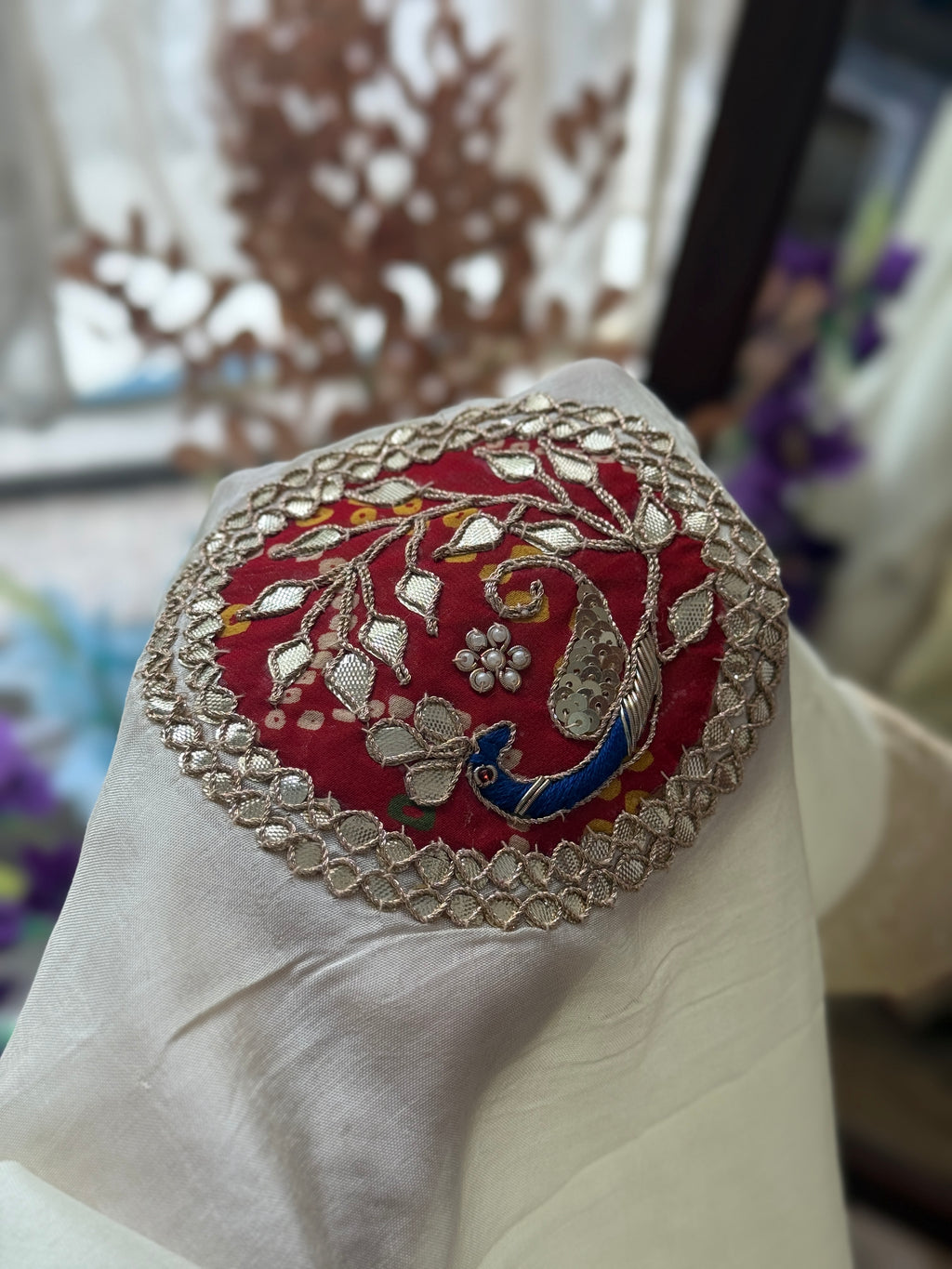 Dola Silk| Hand Embroidery| Gottapati work| With blouse | Partywear Saree
