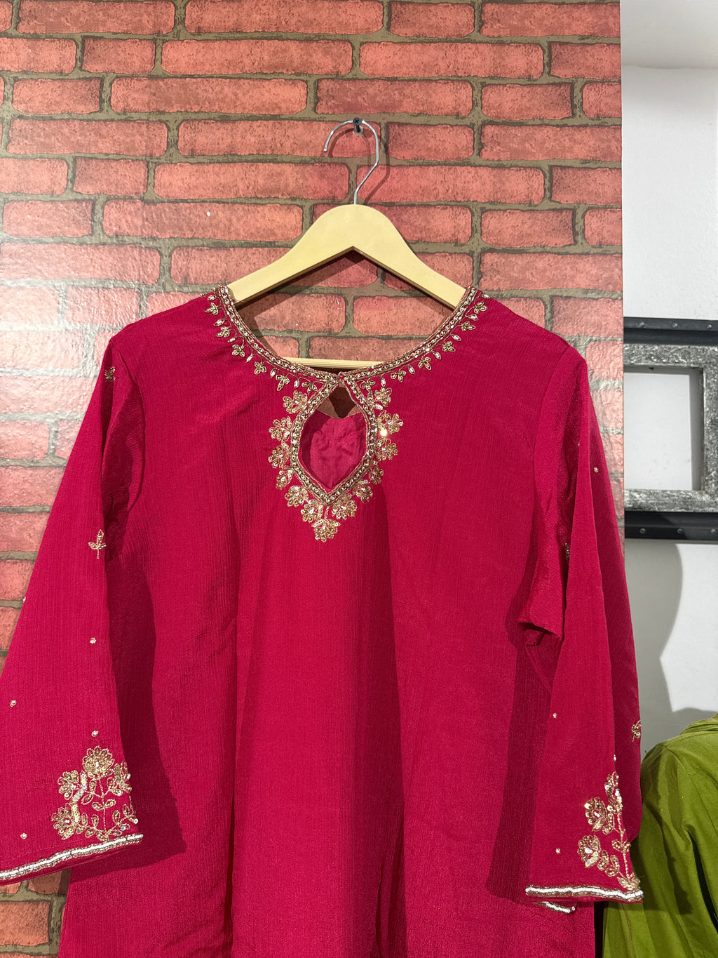 Pink Suit Set| Hand embroidered| designer back & Sleeves| With lining| Banarsi Duppata
