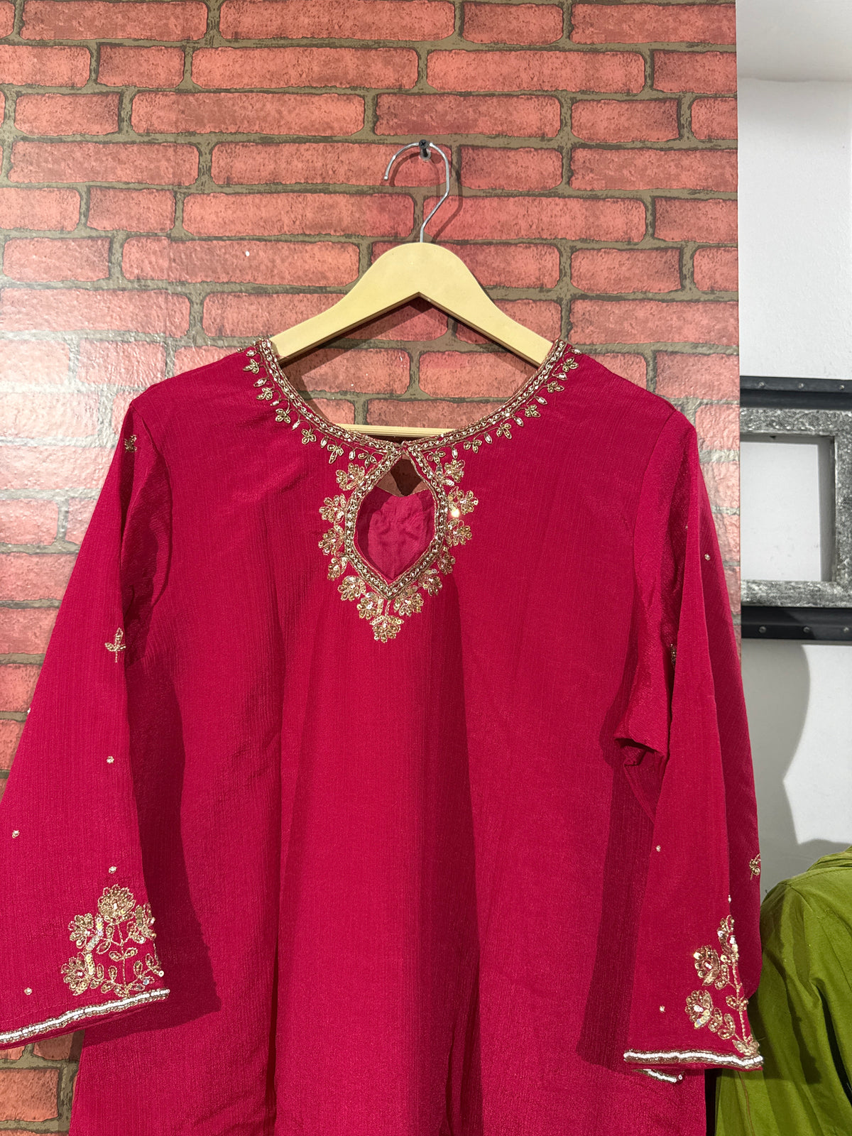 Pink Suit Set| Hand embroidered| designer back & Sleeves| With lining| Banarsi Duppata