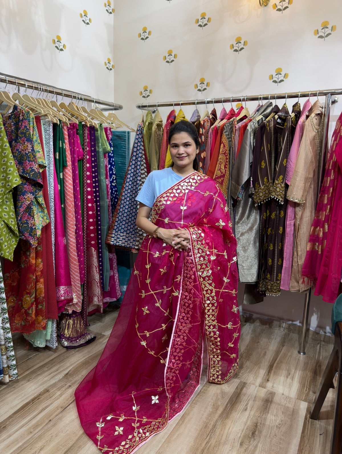 Sale Saree | without blouse| Organza | Gotapatti