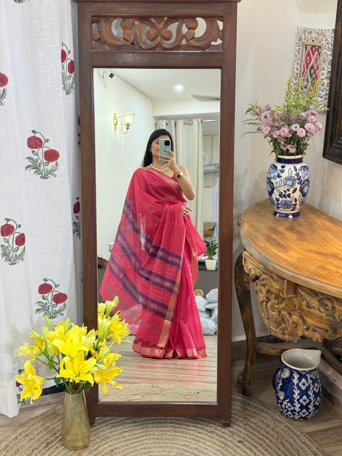 Maheshwari Silk Cotton Saree | With blouse