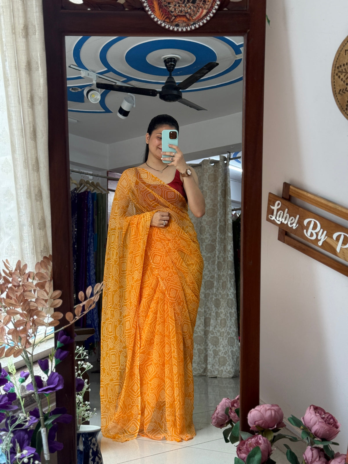 Yellow Georgette Bandhani Saree|without blouse| Budget Friendly