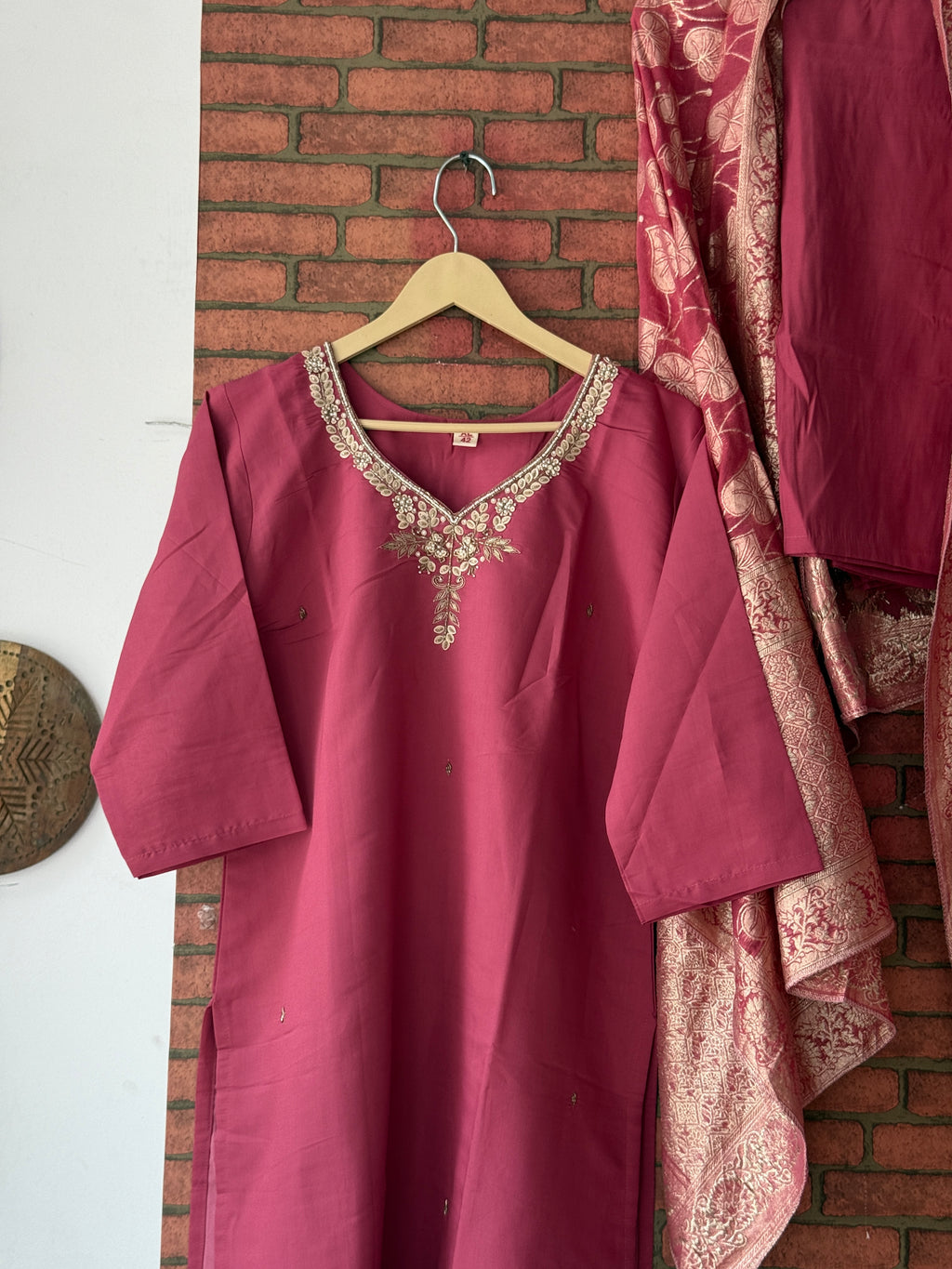 Pink Silk Suit |With lining| Embroidered| Silk
