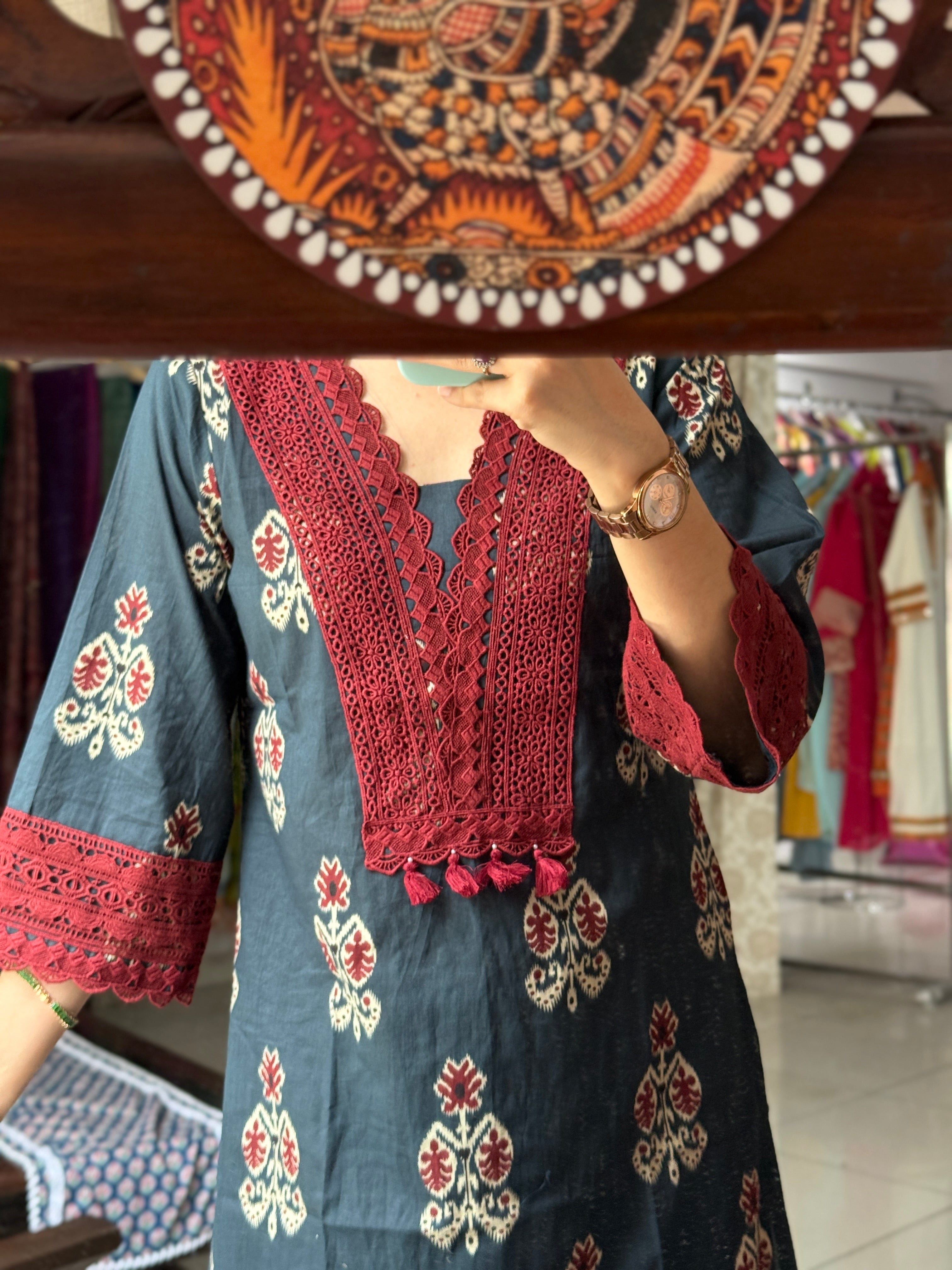 Blue lacework Suit |Cotton| Lacework pants | Cotton Duppata