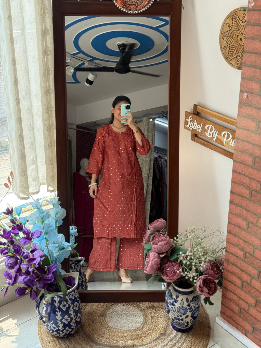 Mauve Mul Chanderi | Chikankari Hand embroidery| cotton lining in bottom| Premium design