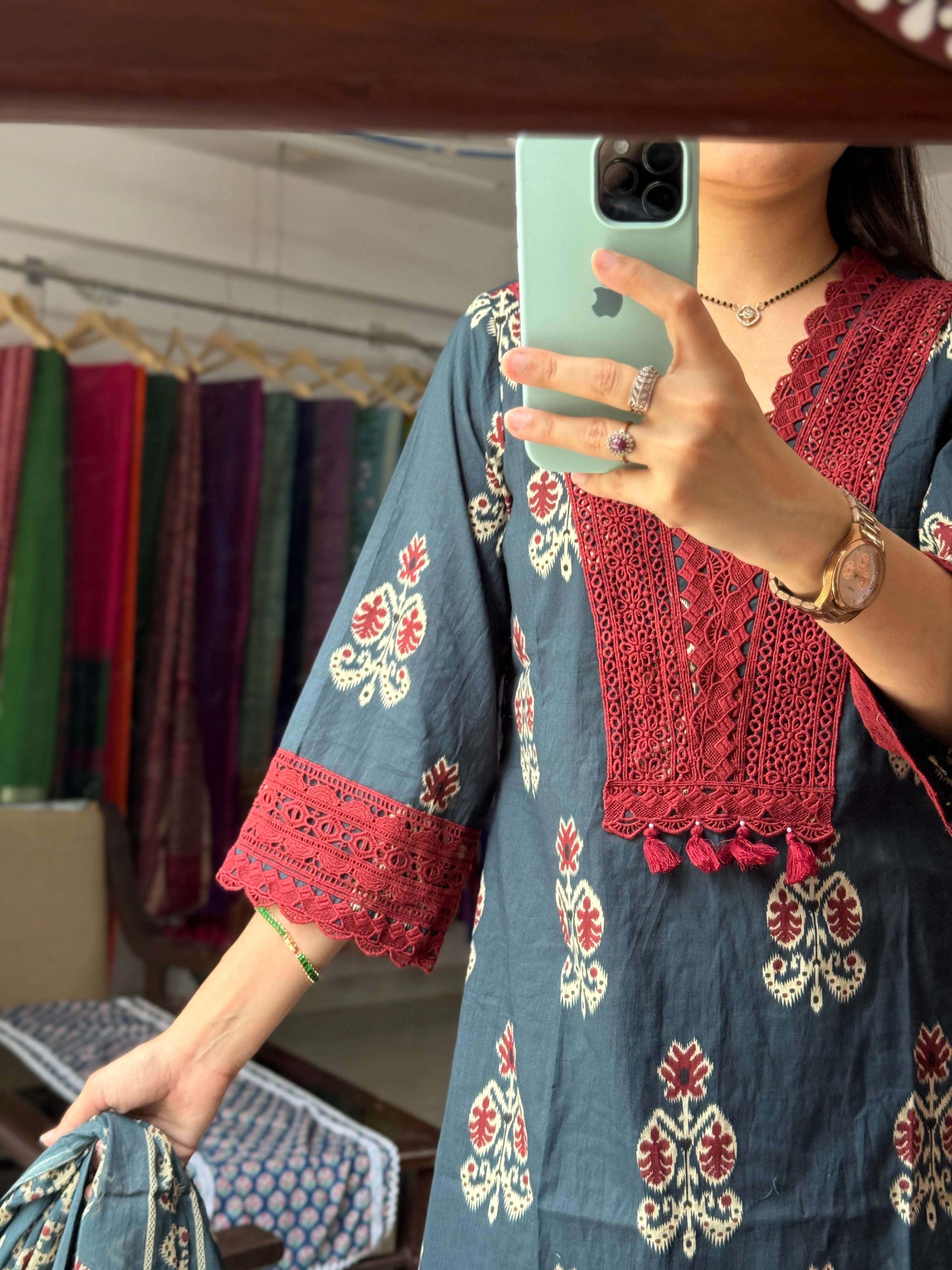 Blue lacework Suit |Cotton| Lacework pants | Cotton Duppata