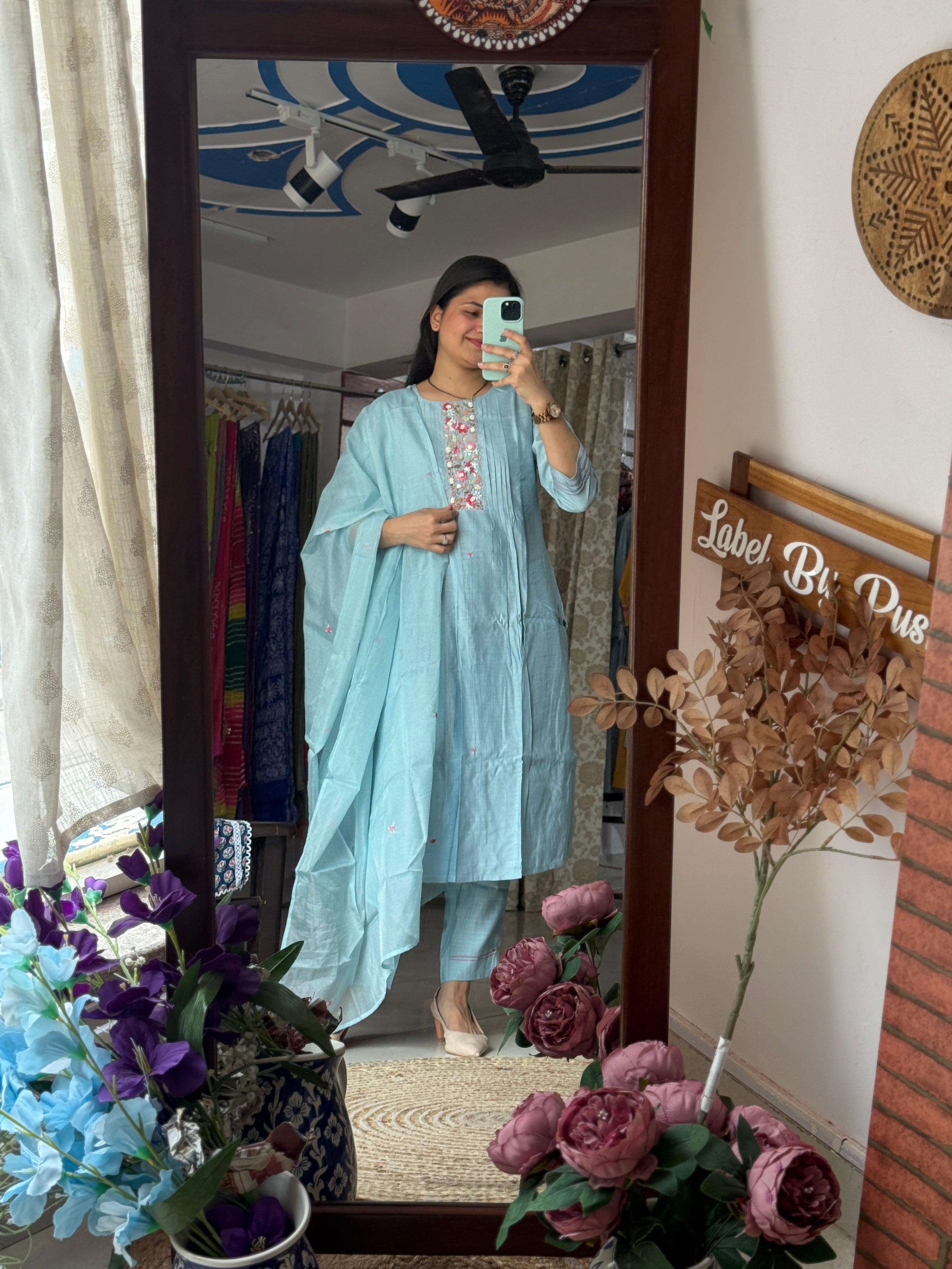 Thread knot embroidery | with cotton lining| beautiful Duppata| Partywear