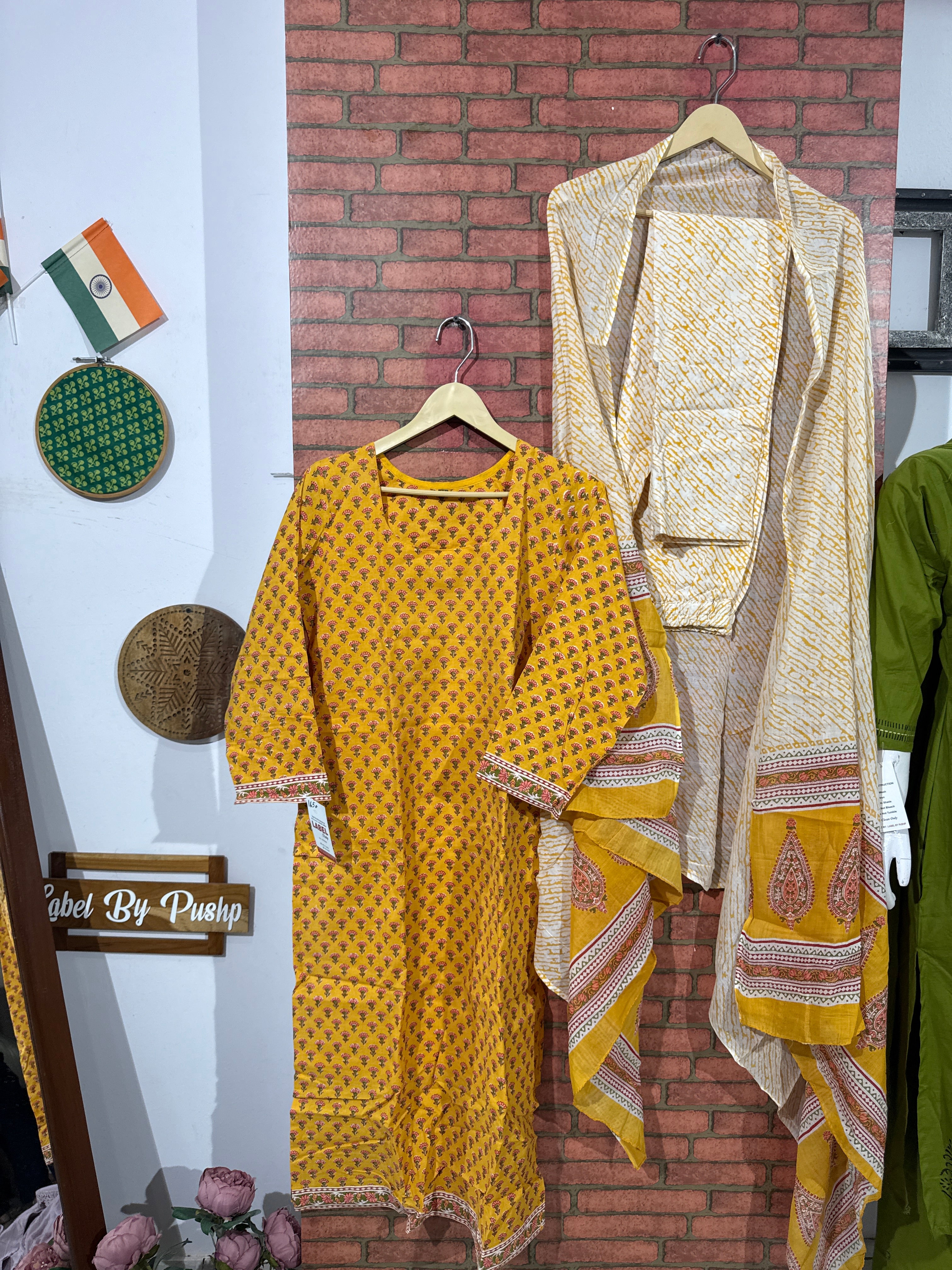 Yellow Suit Set | cotton| Block Printed