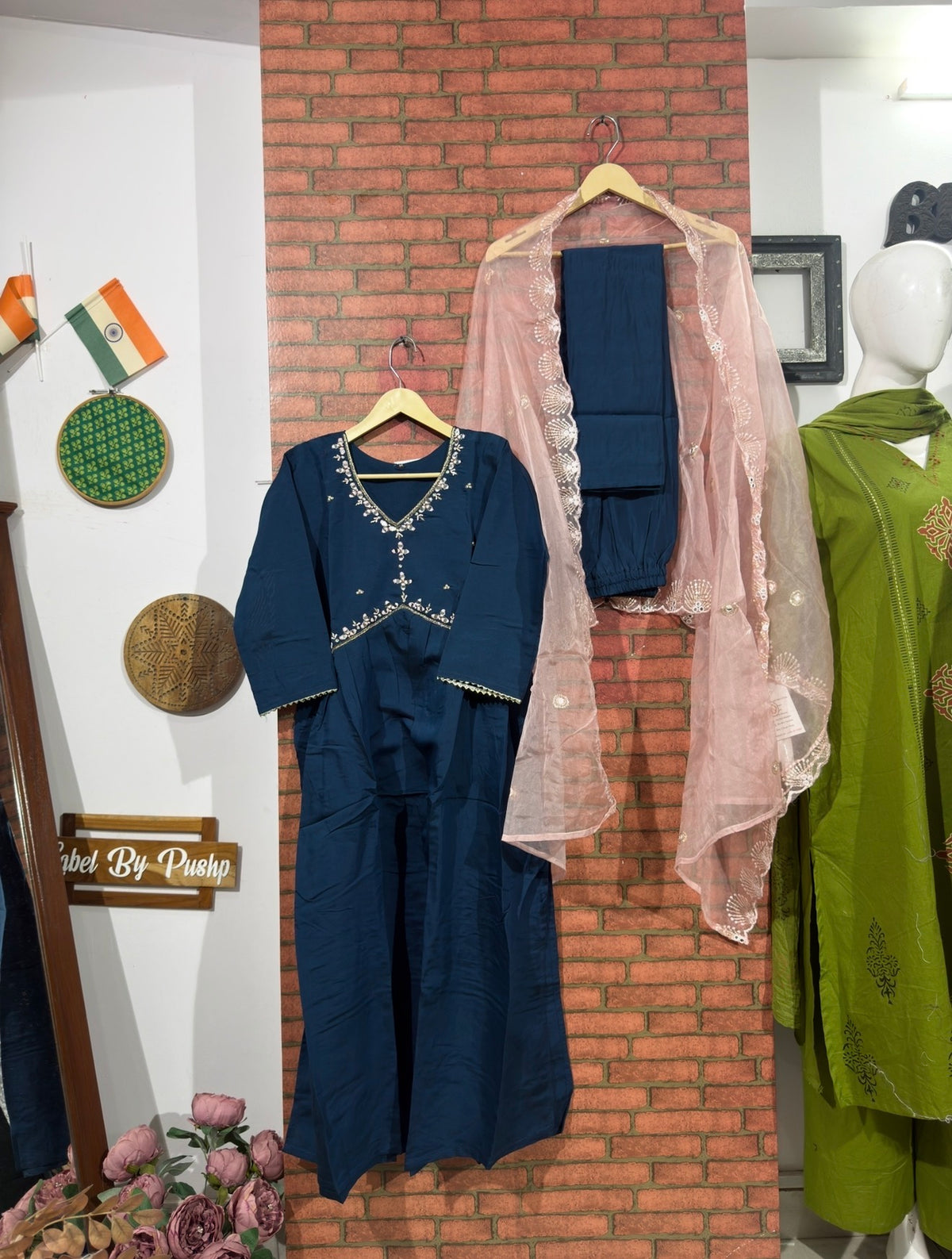 Blue Suit Set | Embroidered | Cotton Silk|