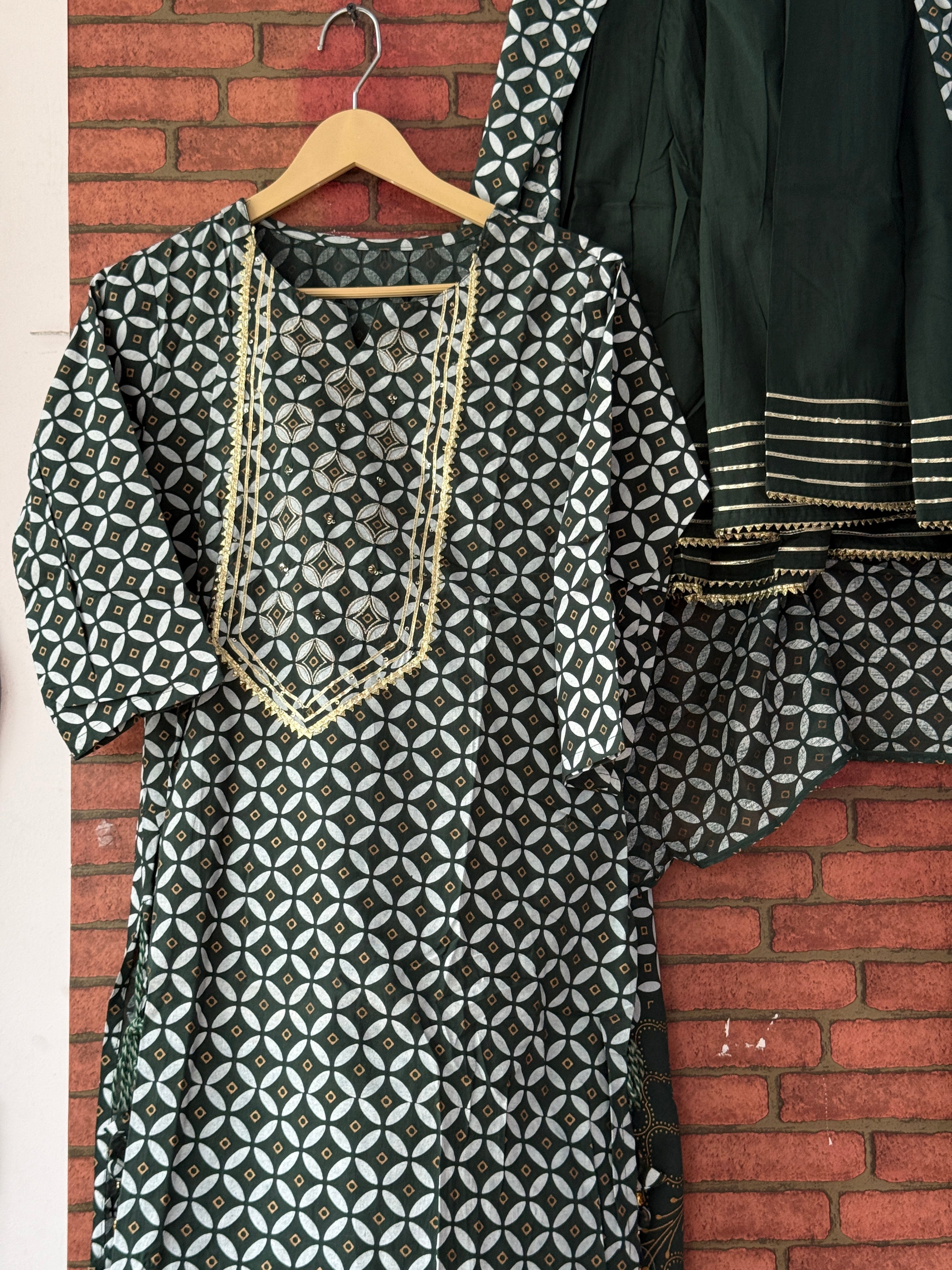 Green Sharara Suit |Cotton| Sharara Set