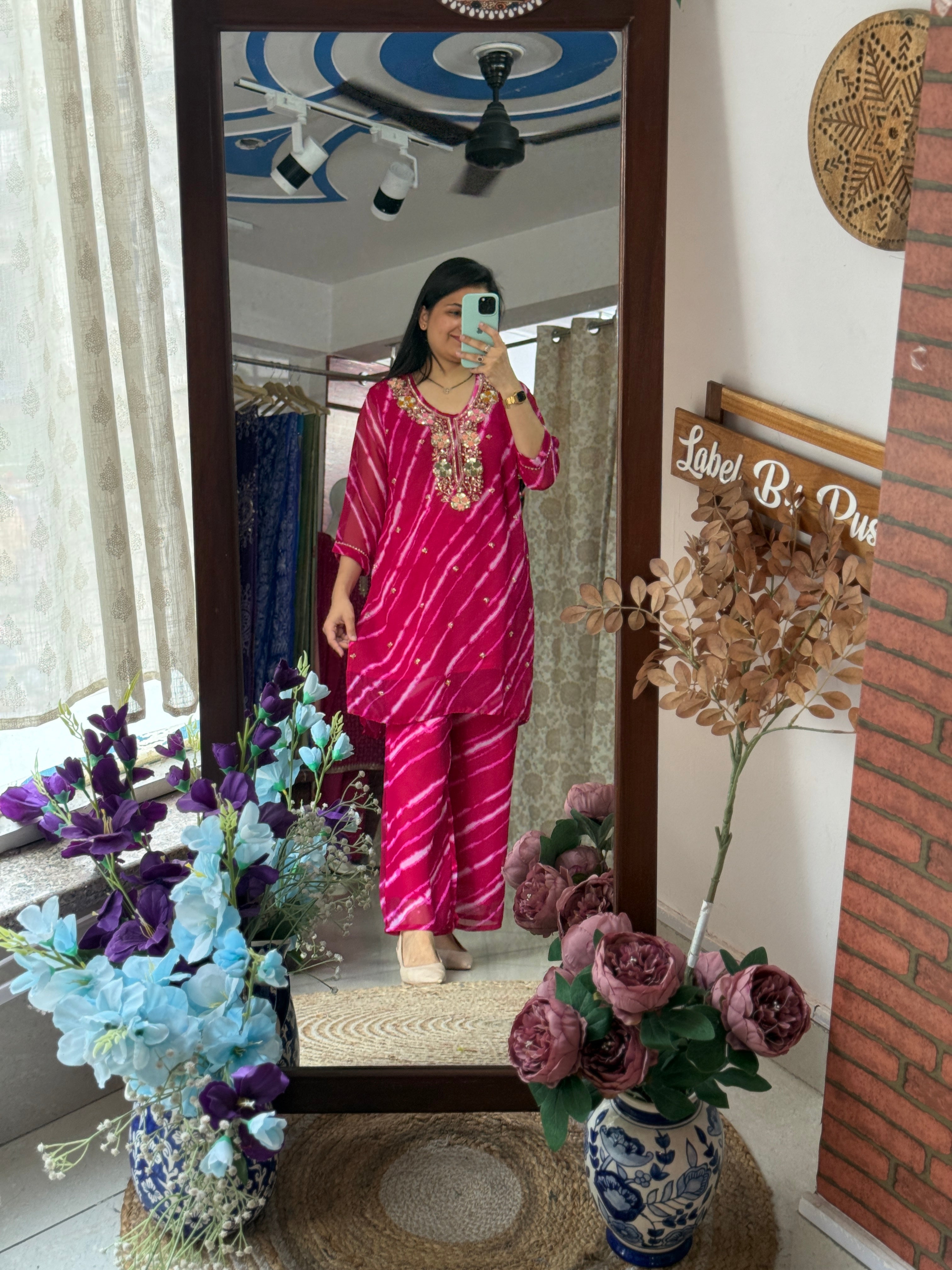 Festive Special Handwork Co Ord Set with cotton lining in top and bottom