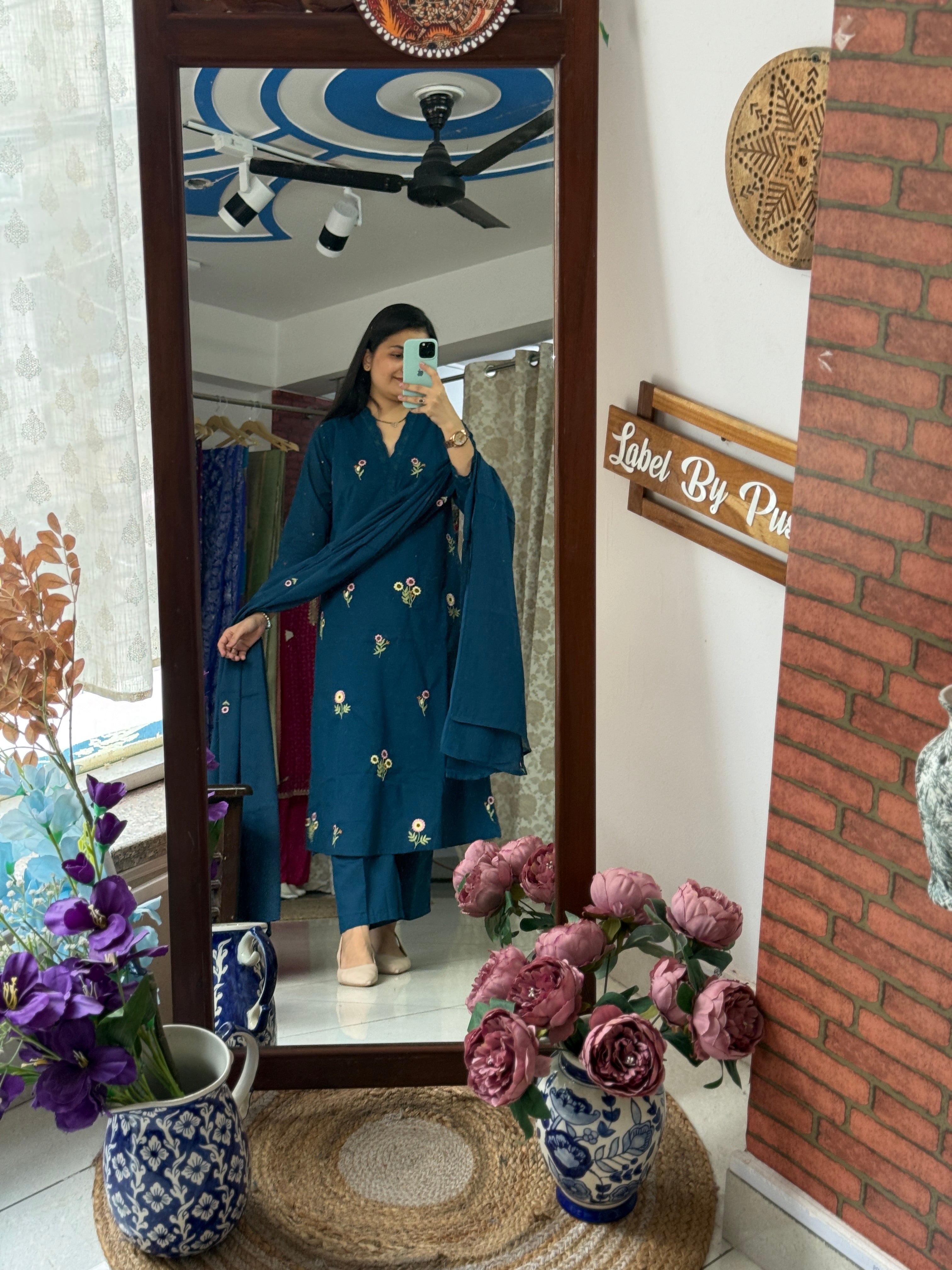 Blue Embroidered Suit set
