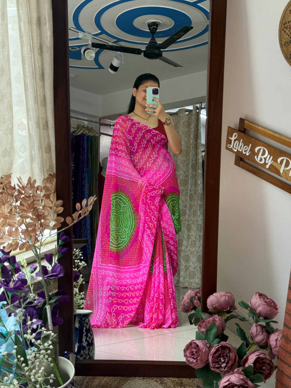 Dual tone bandhani thaal saree| without  blouse piece| Timeless bandhani charm| Pure Georgette