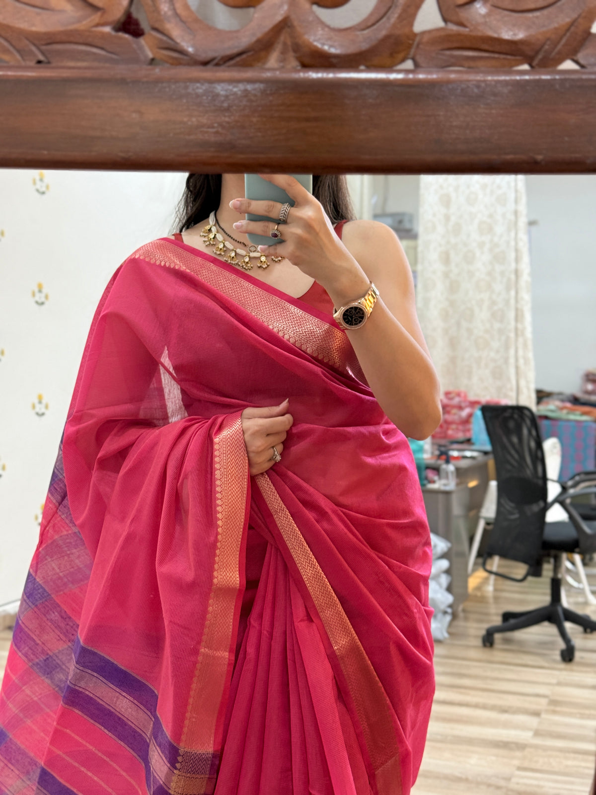Maheshwari Silk Cotton Saree | With blouse