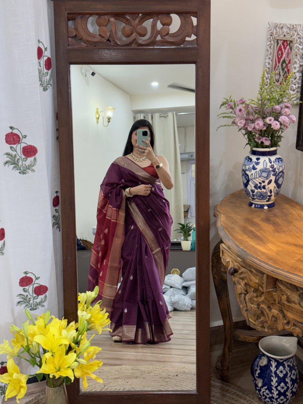 Maheshwari Silk Cotton Saree | With blouse