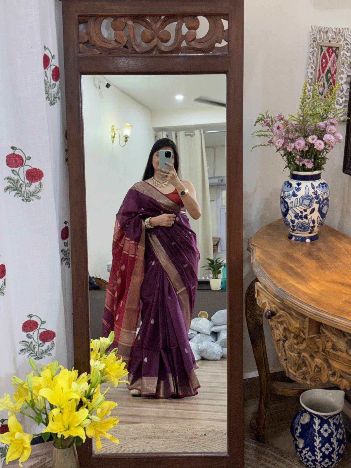 Maheshwari Silk Cotton Saree | With blouse