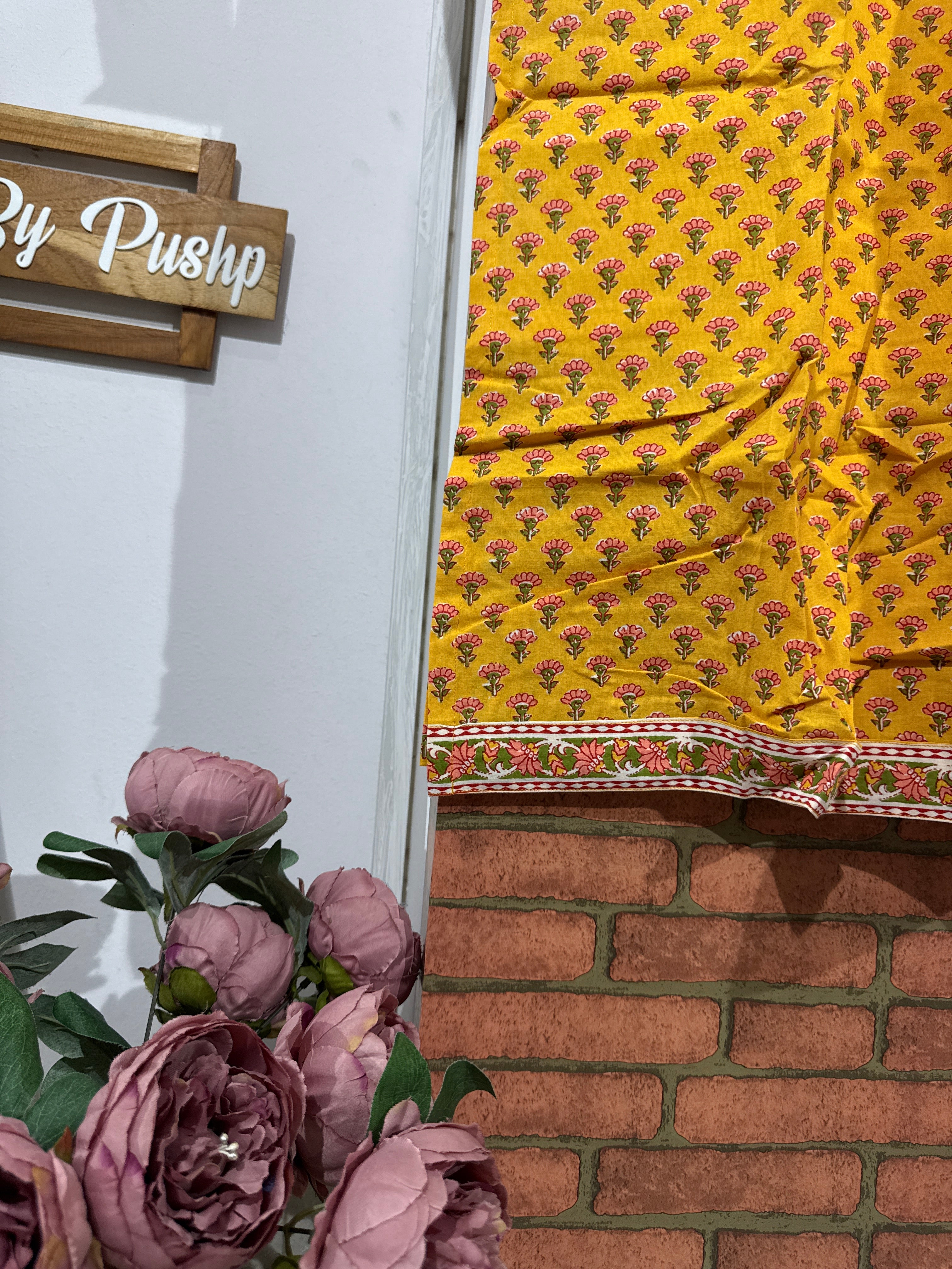 Yellow Suit Set | cotton| Block Printed