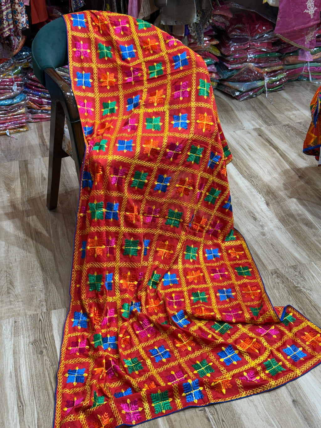 Rust Phulkari Duppata
