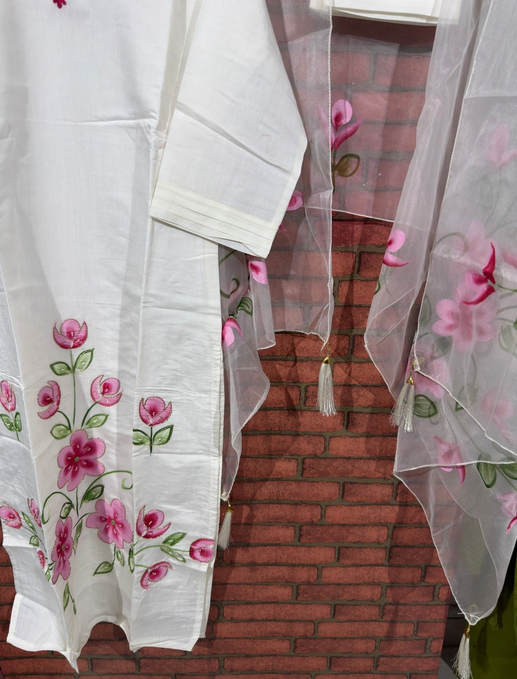 Hand painted and  Embroidered Set | Cotton silk| With lining