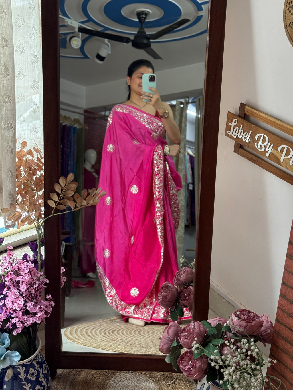 Pink Ombre Dola Silk Saree|Gota patti with sequin work| With embroidered blouse | Partywear