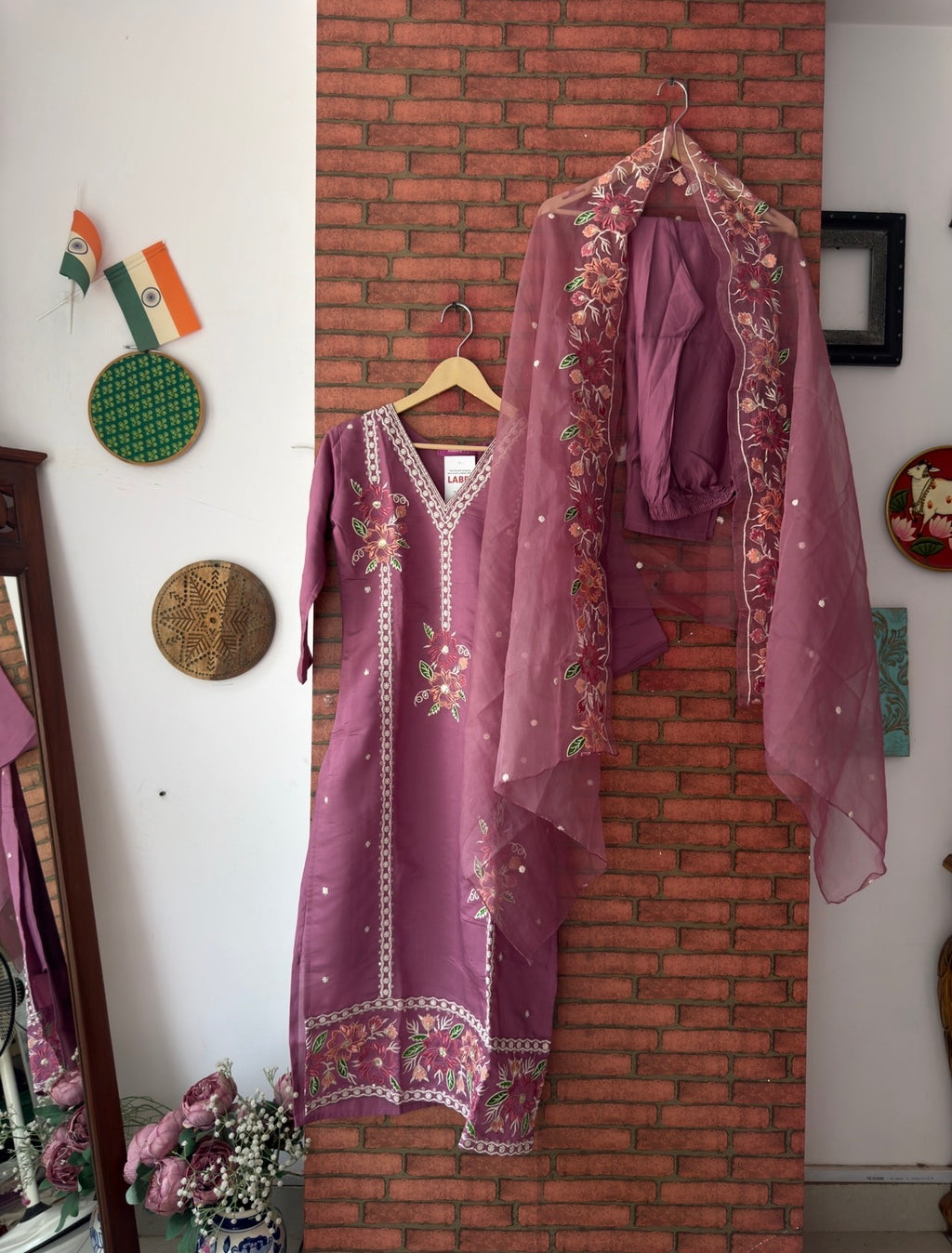 Mauve Suit |With lining| Embroidered| Silk