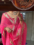 Pink Leheriya|Kaccha Gota work| With blouse| Chiffon