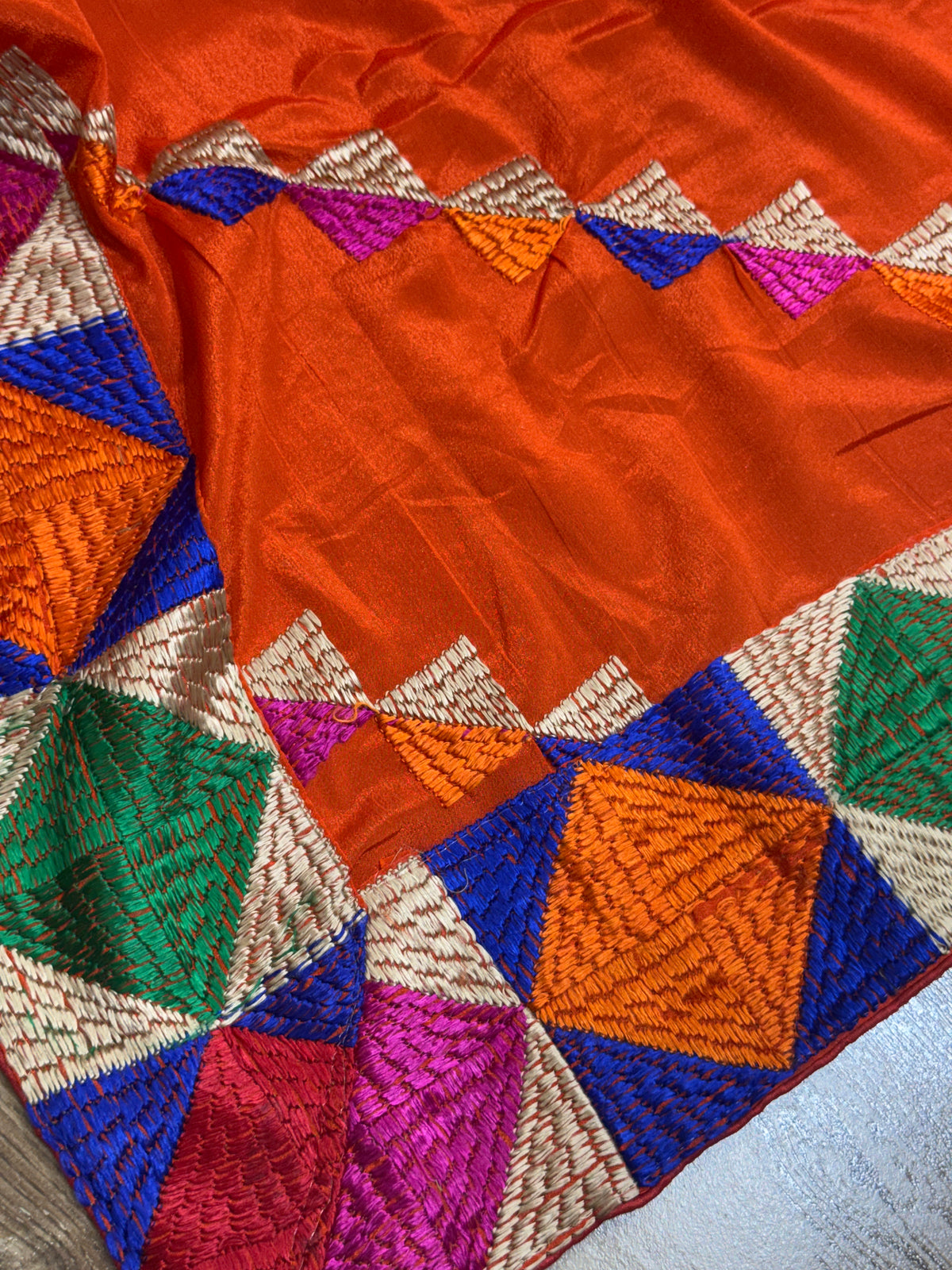 Orange Phulkari Duppata